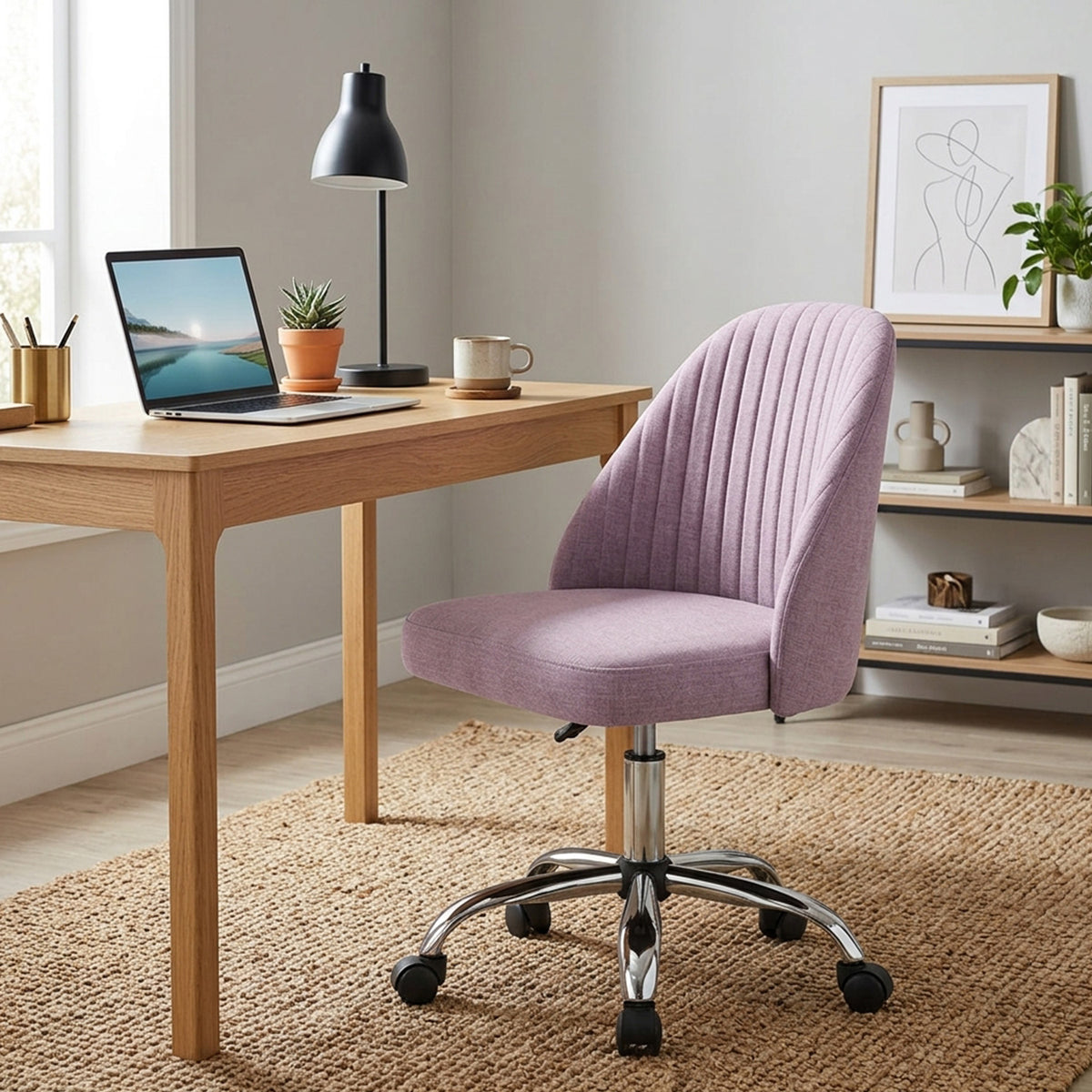 Modern Armless Office Chair with Upholstered Seat and Smooth Rolling Casters