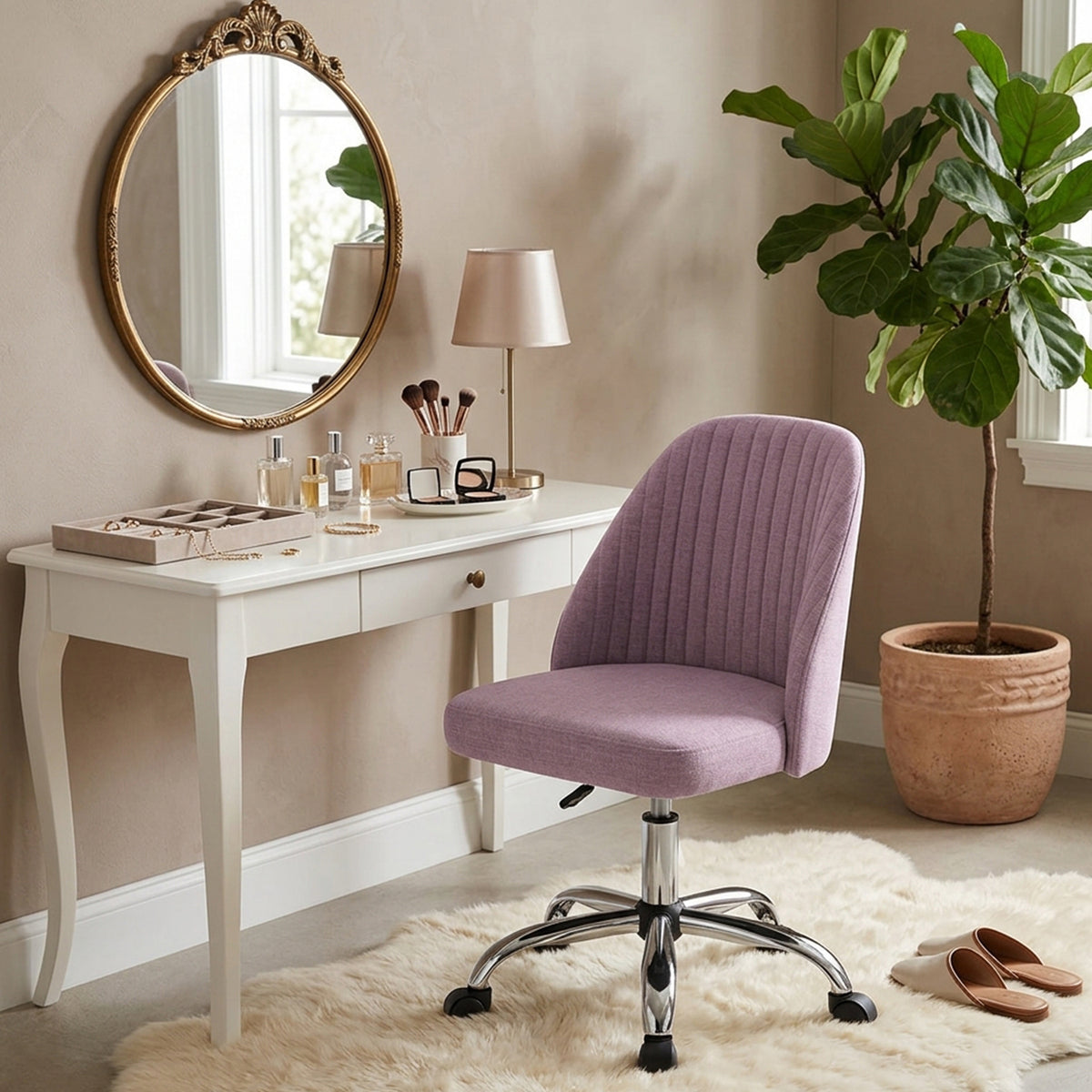 Modern Armless Office Chair with Upholstered Seat and Smooth Rolling Casters