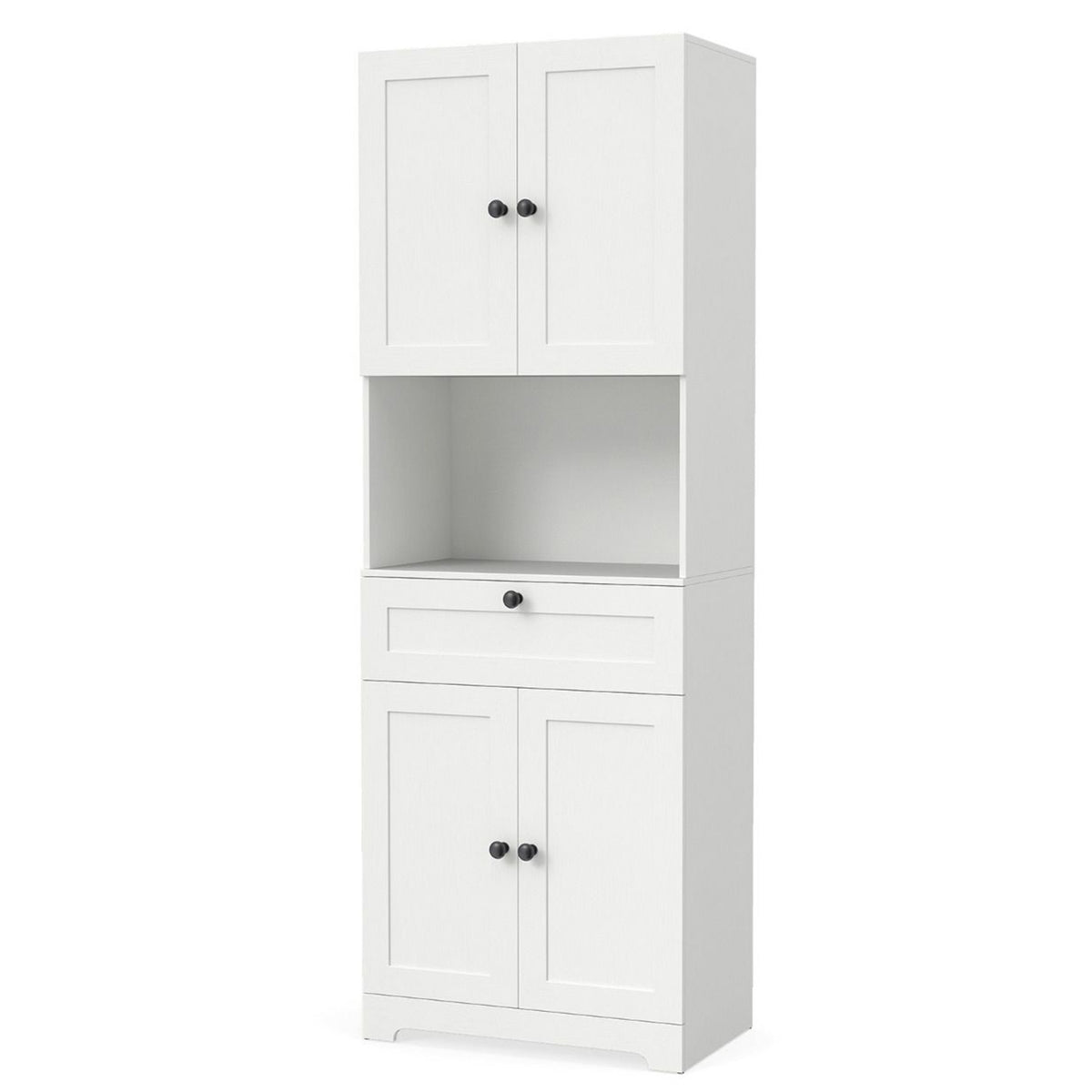 171.5cm Tall Bathroom Cabinet Freestanding Storage with 4 Doors 1 Drawer
