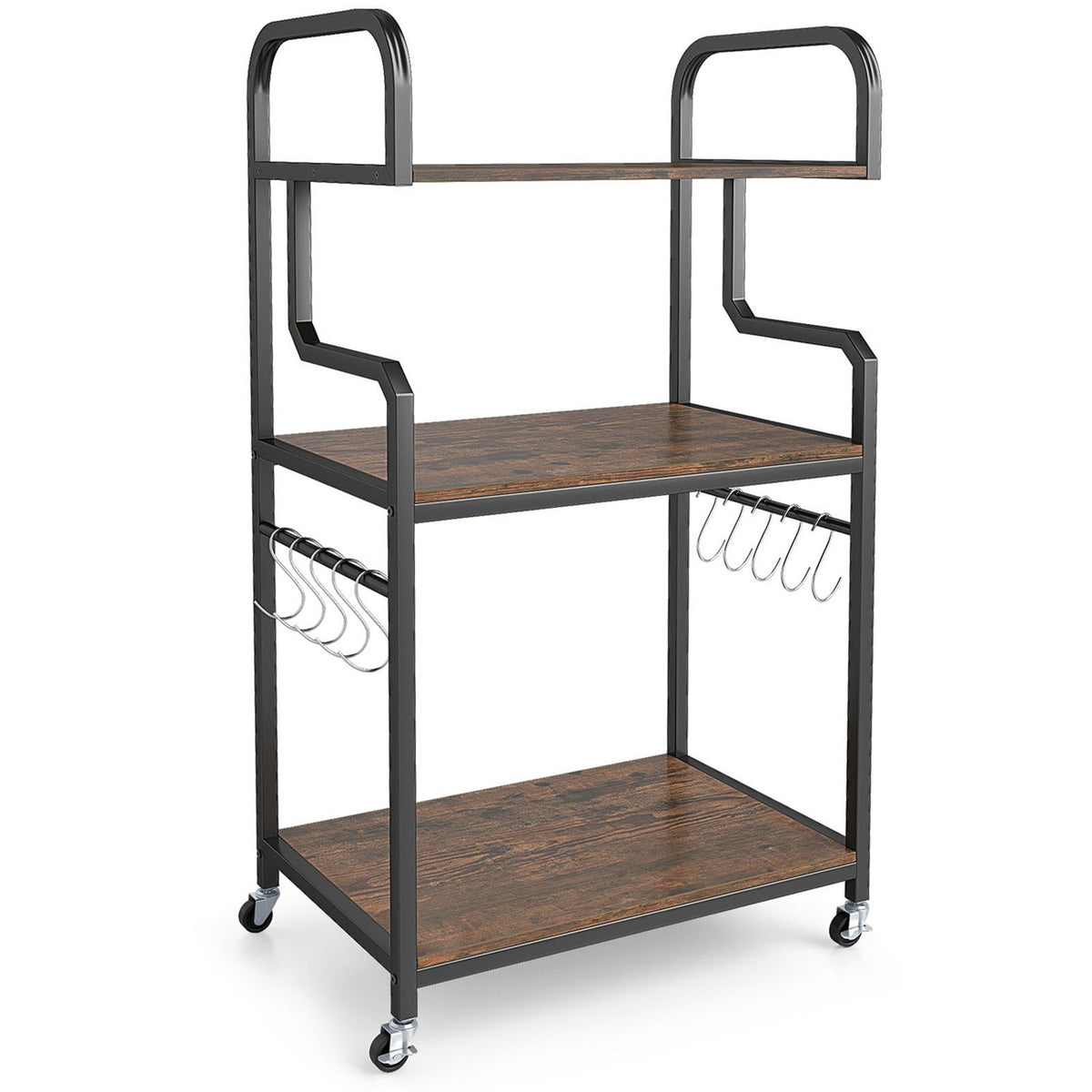 3 Tier Rolling Printer Stand with Storage Shelves for Shredder Scanner Fax
