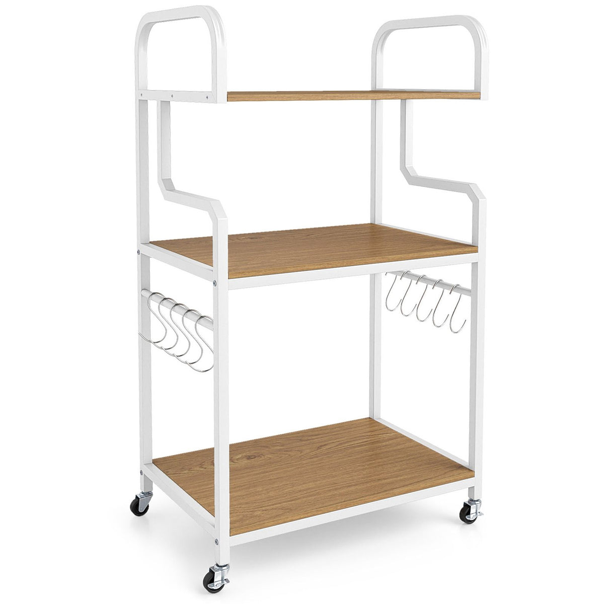 3 Tier Rolling Printer Stand with Storage Shelves for Shredder Scanner Fax