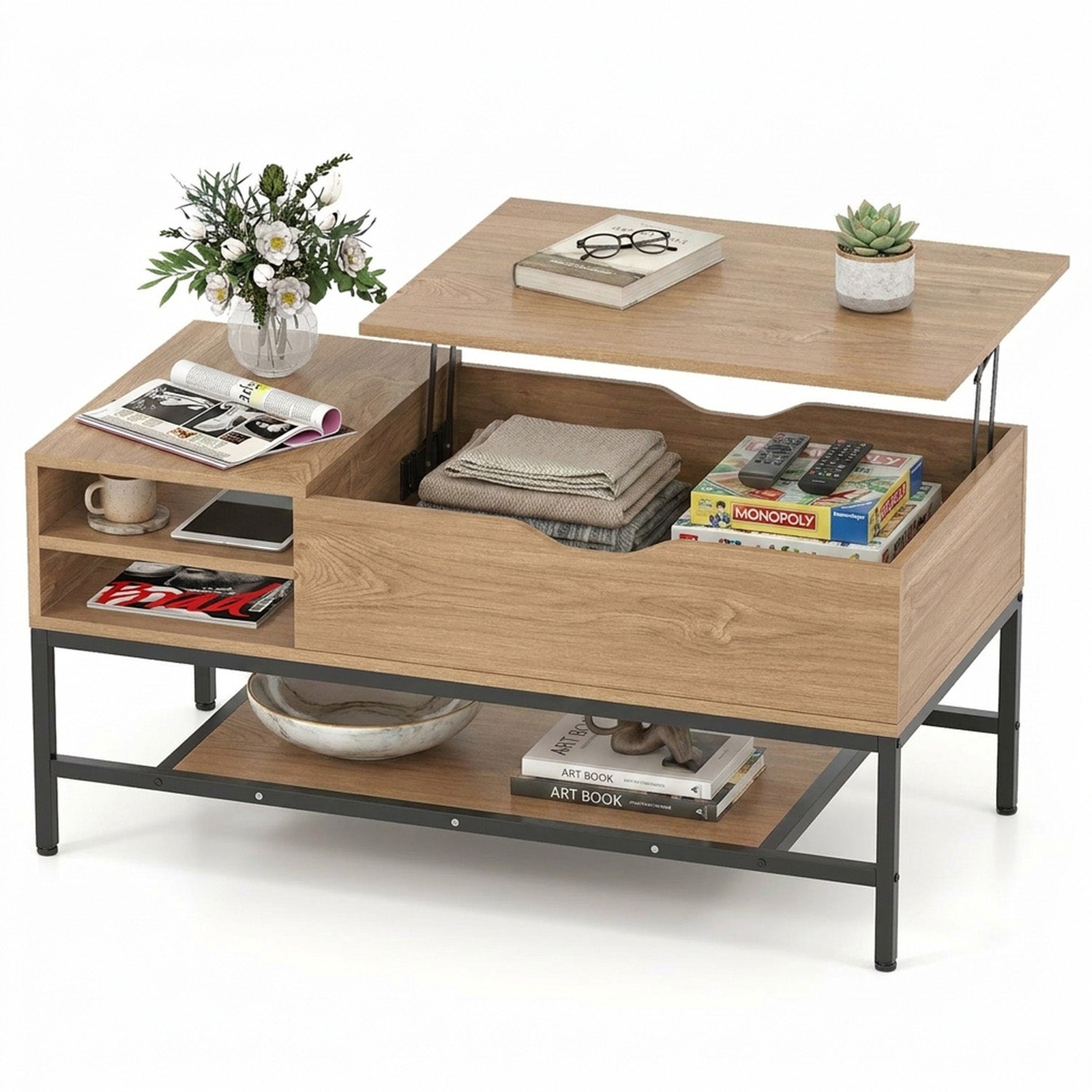 Modern Living Room Center Table with Hidden Compartment Home Furniture
