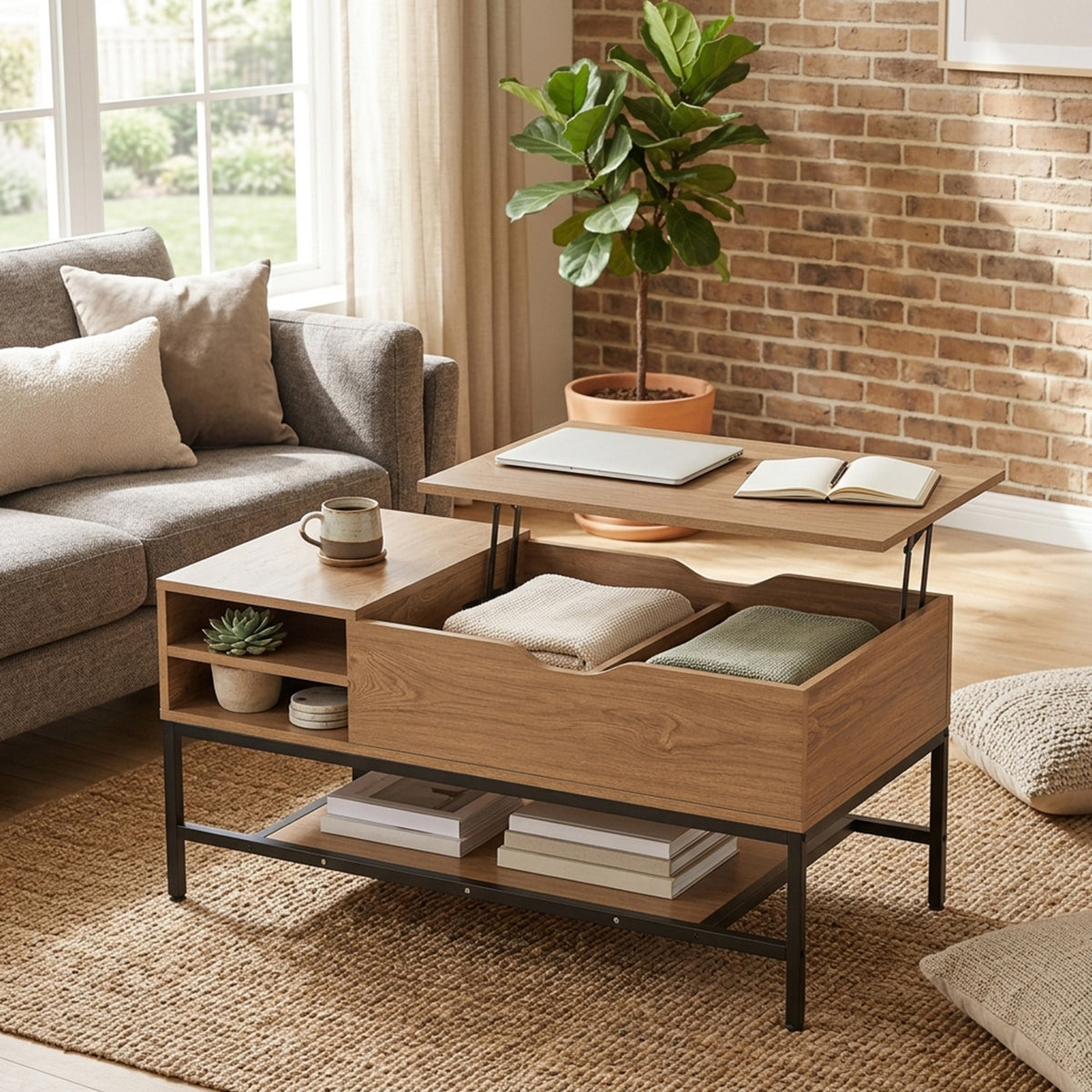 Modern Living Room Center Table with Hidden Compartment Home Furniture