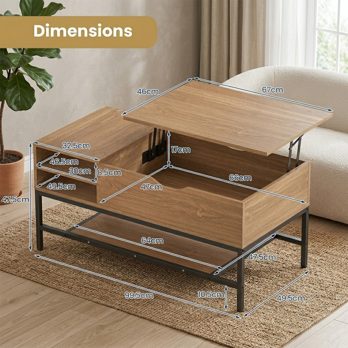 Modern Living Room Center Table with Hidden Compartment Home Furniture