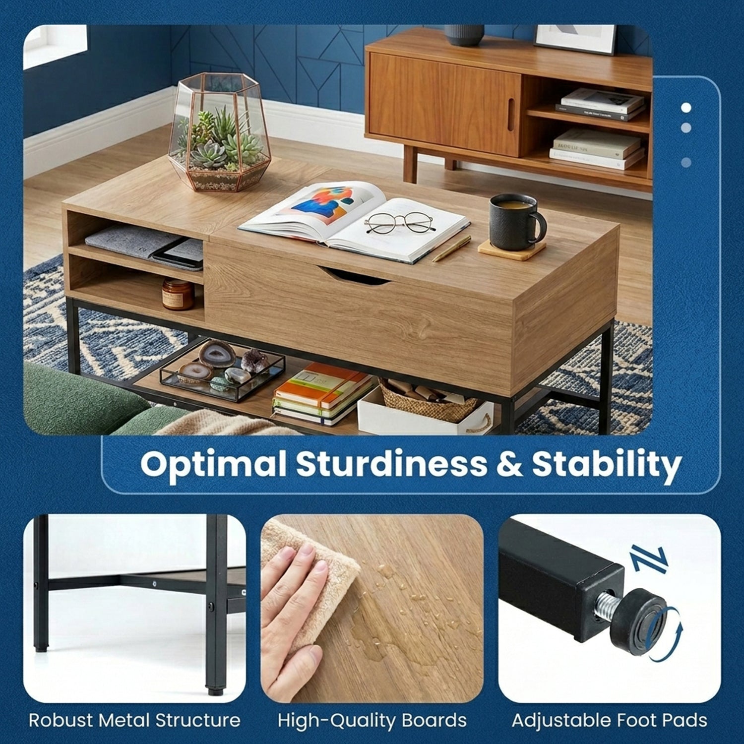 Modern Living Room Center Table with Hidden Compartment Home Furniture