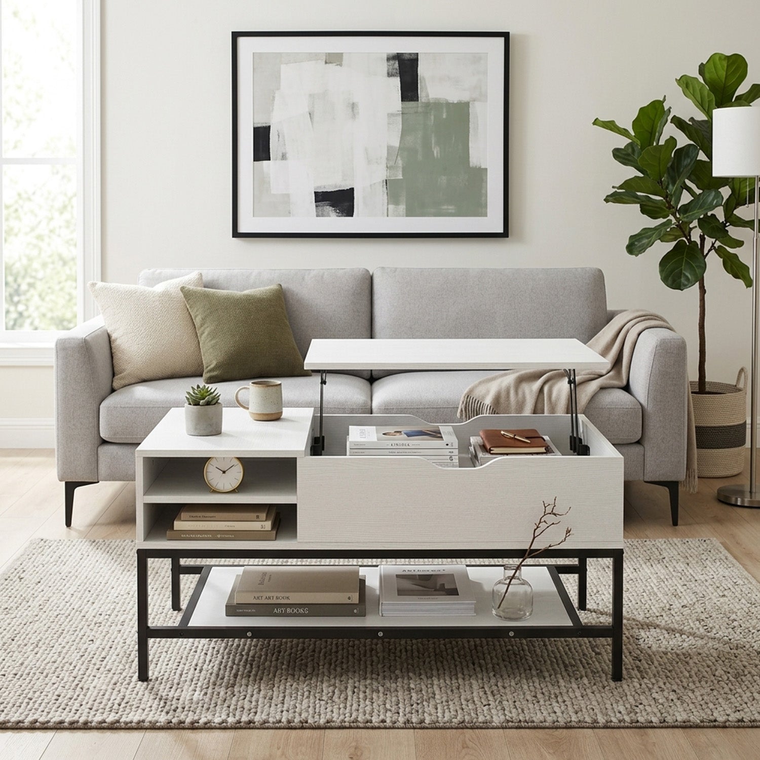 Modern Living Room Center Table with Hidden Compartment Home Furniture