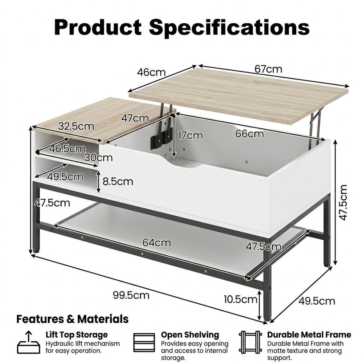 Modern Living Room Center Table with Hidden Compartment Home Furniture