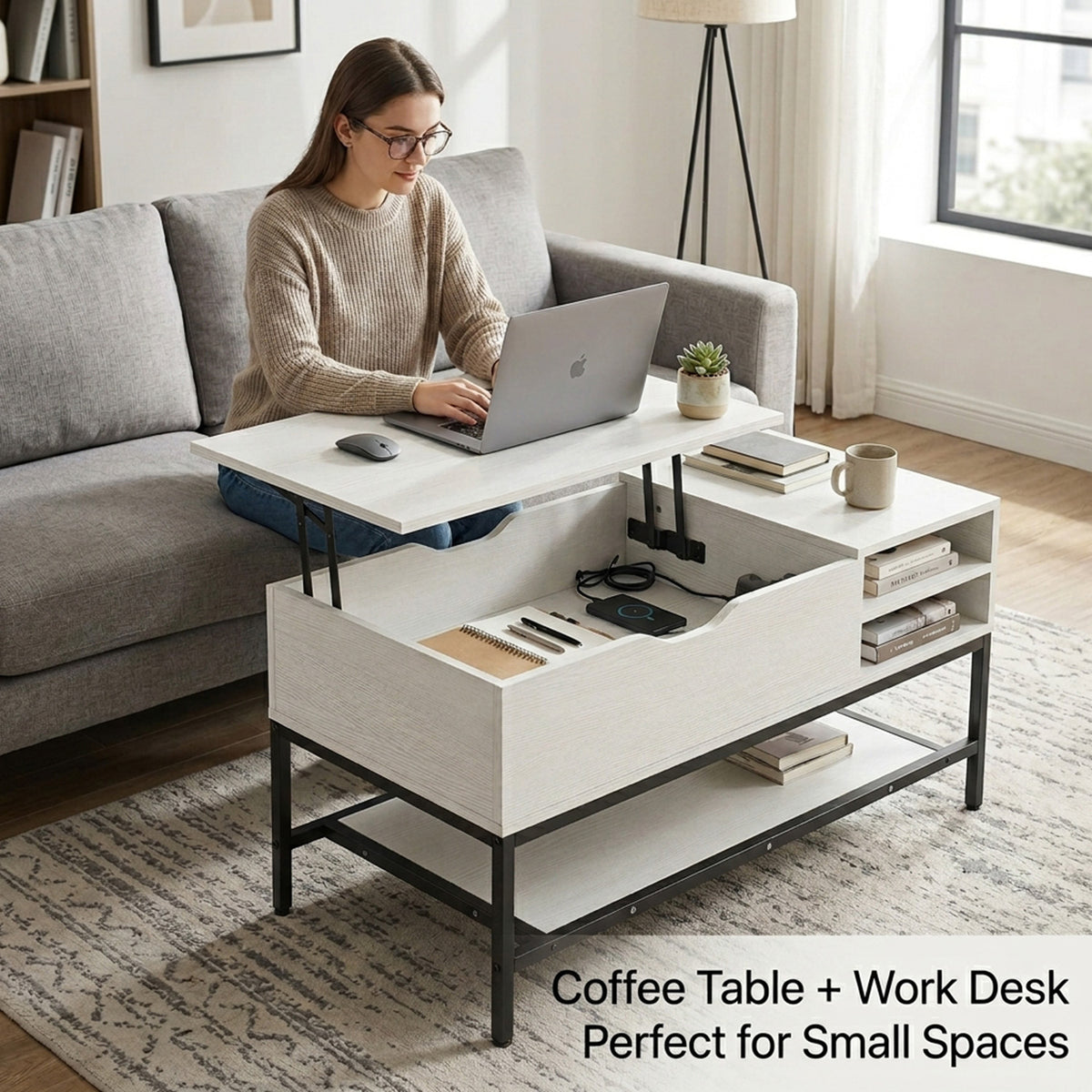Modern Living Room Center Table with Hidden Compartment Home Furniture