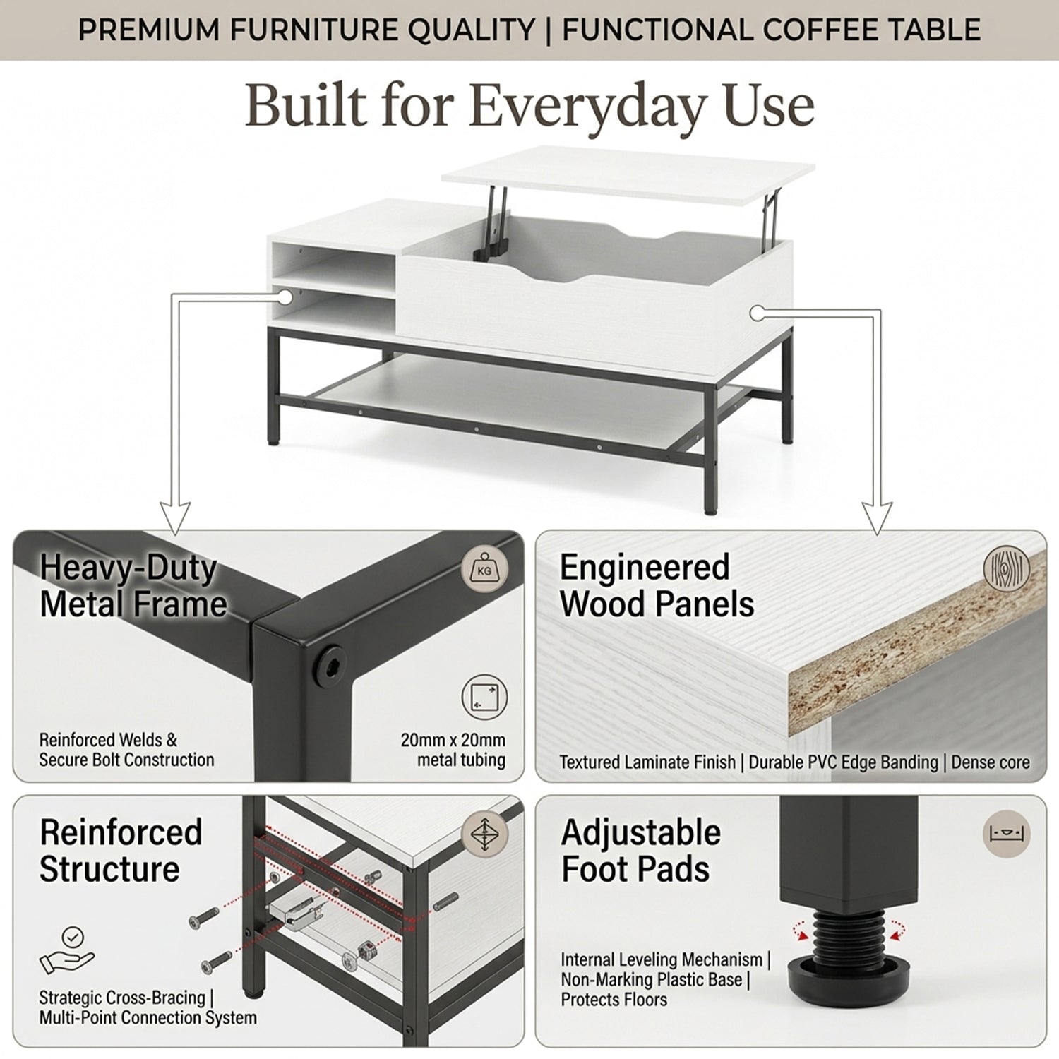 Modern Living Room Center Table with Hidden Compartment Home Furniture