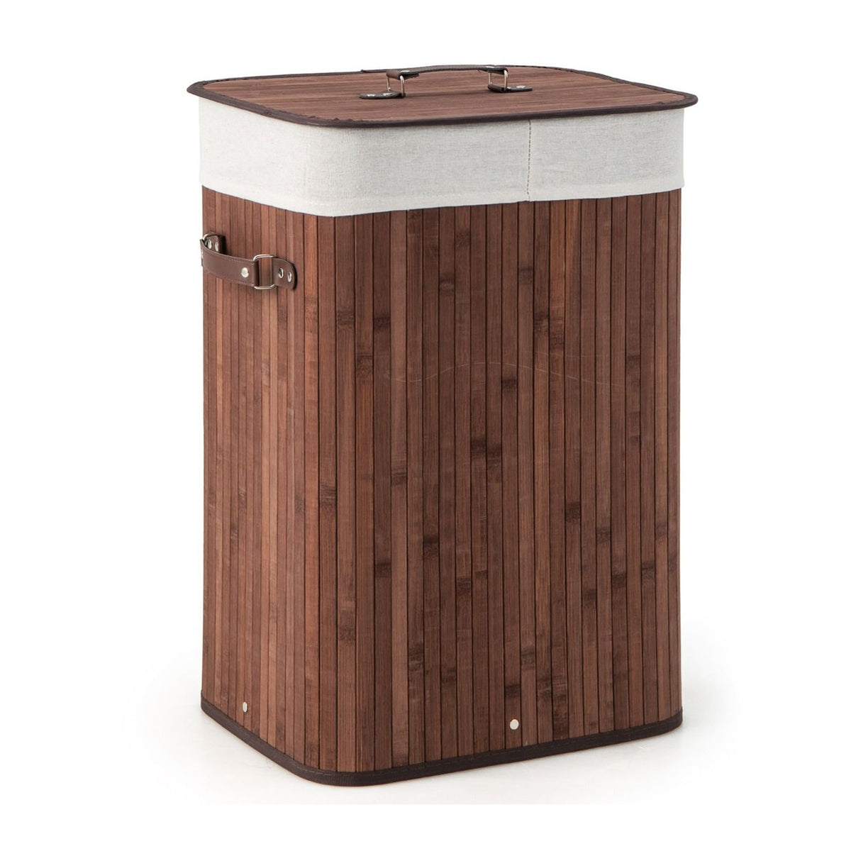 72L Bamboo Laundry Hamper with Lid and Removable Liner Bag Home Storage