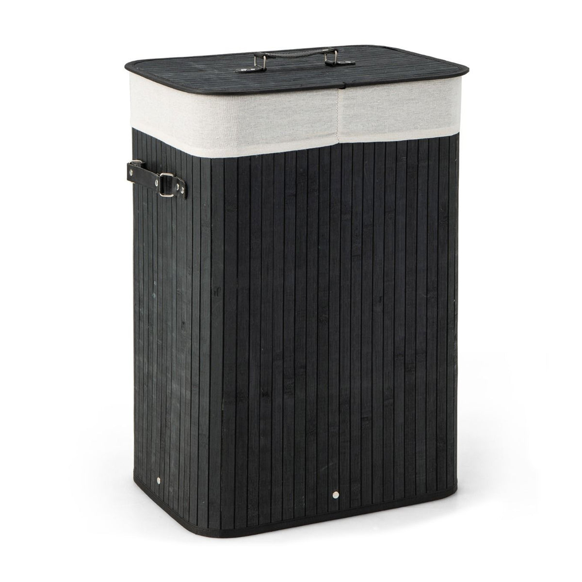 72L Bamboo Laundry Hamper with Lid and Removable Liner Bag Home Storage