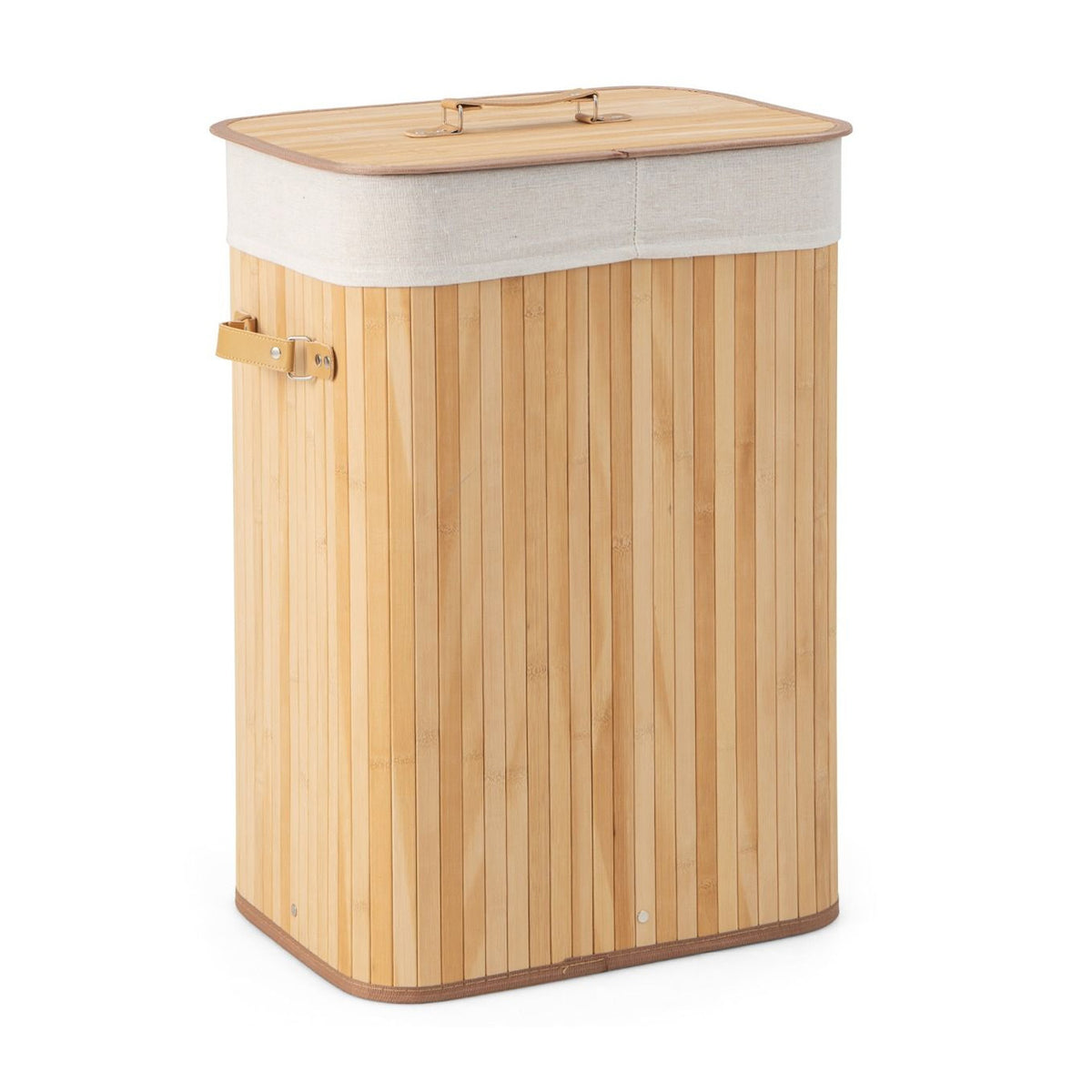 72L Bamboo Laundry Hamper with Lid and Removable Liner Bag Home Storage