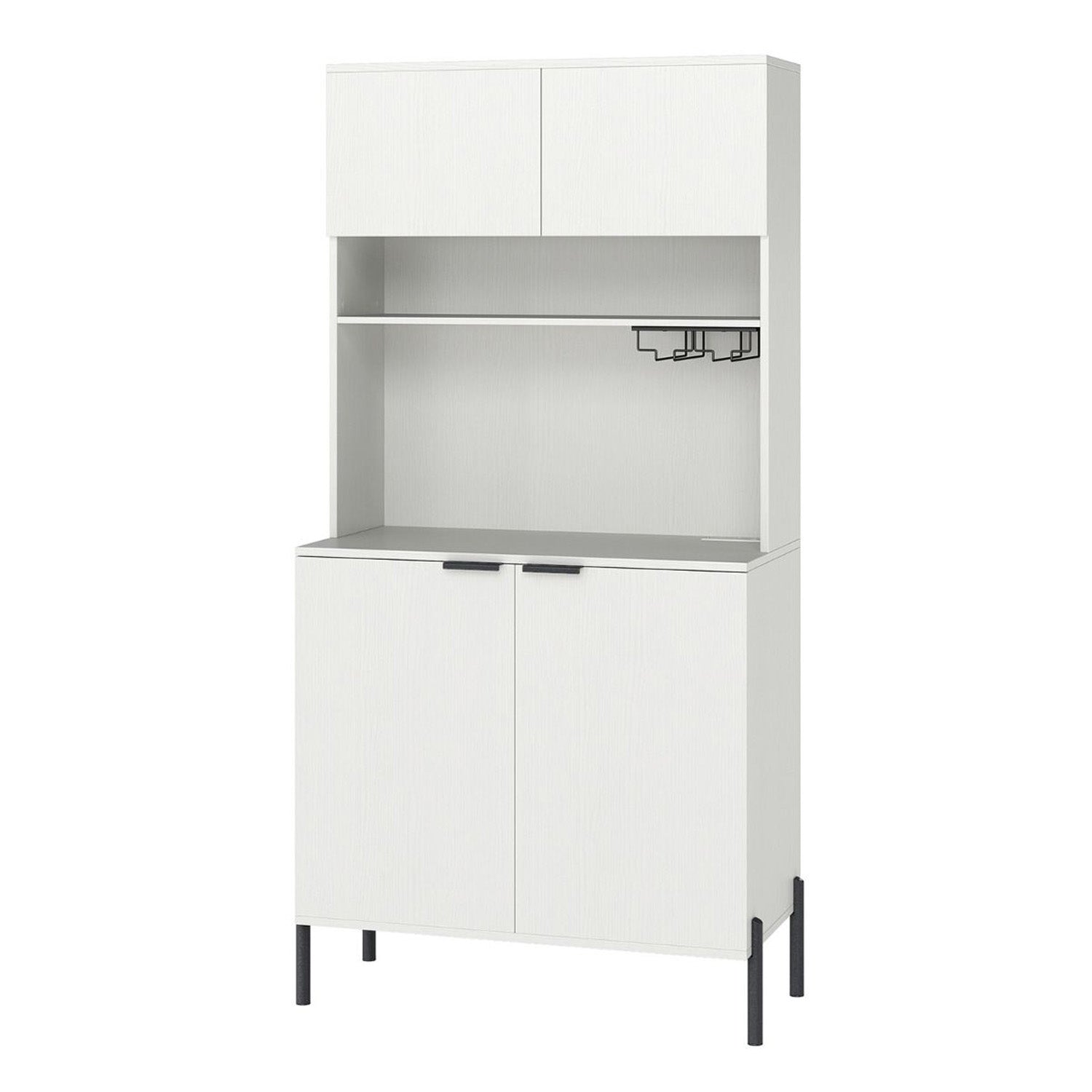 164cm Kitchen Pantry Cabinet with Charging Station Wine Bar Storage Furniture