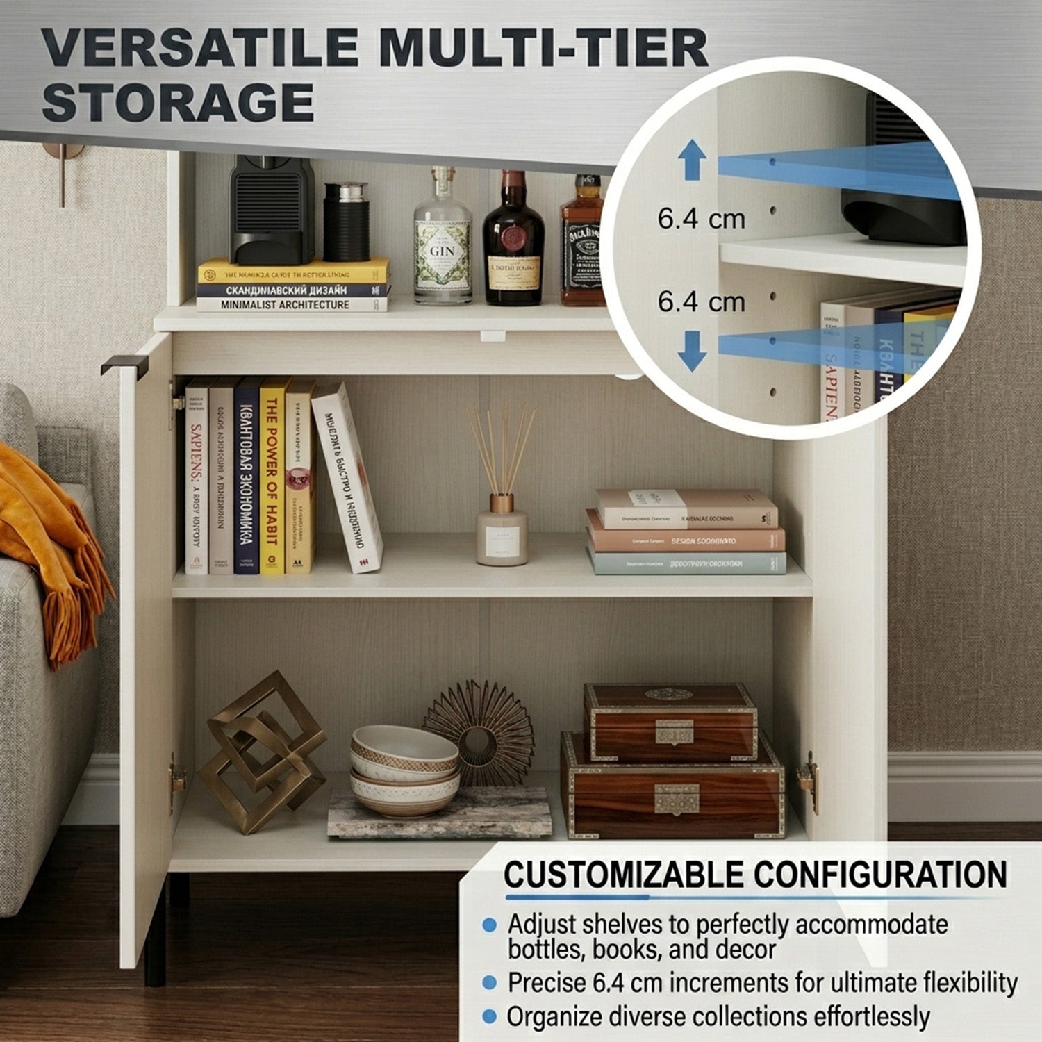164cm Kitchen Pantry Cabinet with Charging Station Wine Bar Storage Furniture