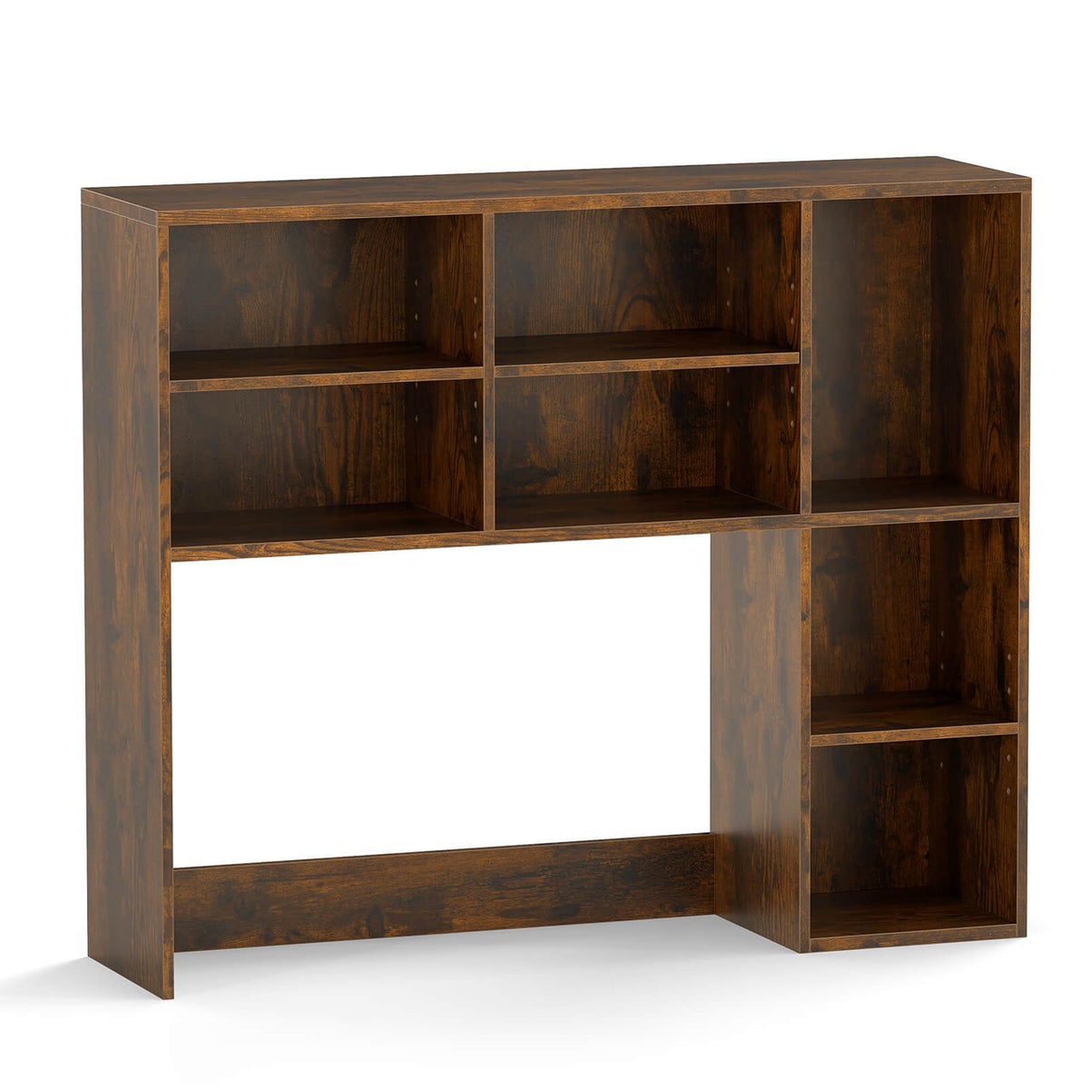 Desktop Bookshelf Desk Hutch Organizer 3 Adjustable Shelves Monitor Riser