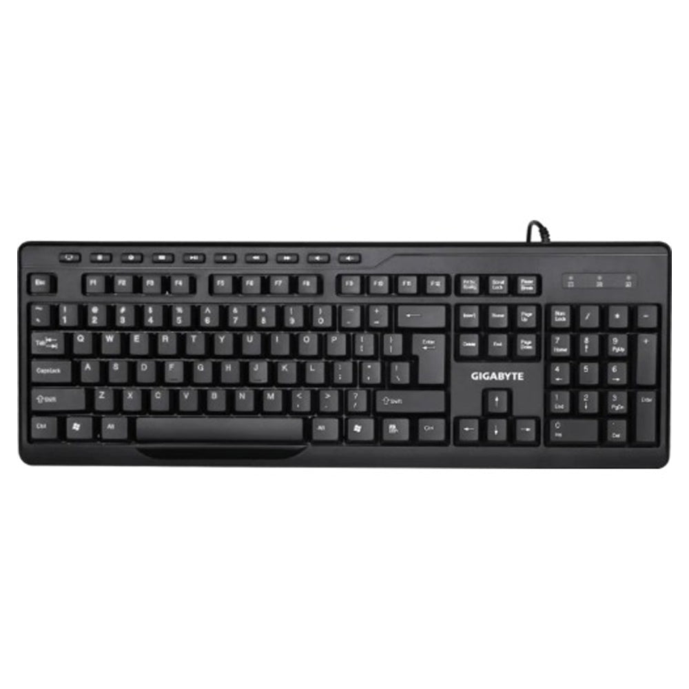 Gigabyte KM6300 USB Wired Keyboard and Mouse Combo 10 Multimedia Keys 1000dpi Optical Mouse Slim Keyboard Plug and Play