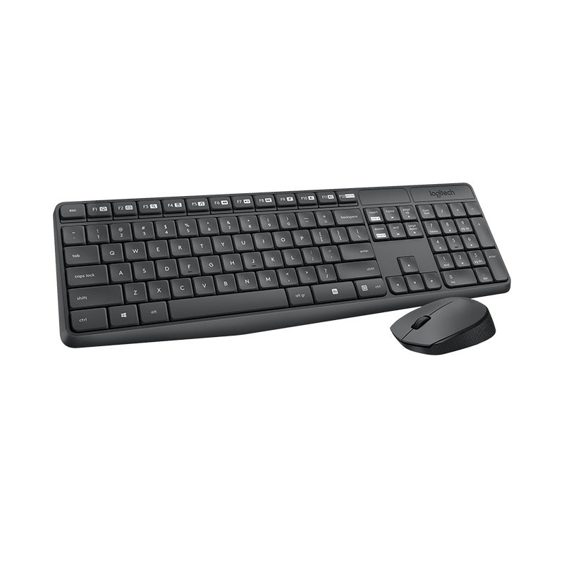 Logitech Wireless Keyboard and Mouse Combo 2.4GHz Compact Design Long Battery Life 8 Shortcut Keys Spill Resistant USB Receiver