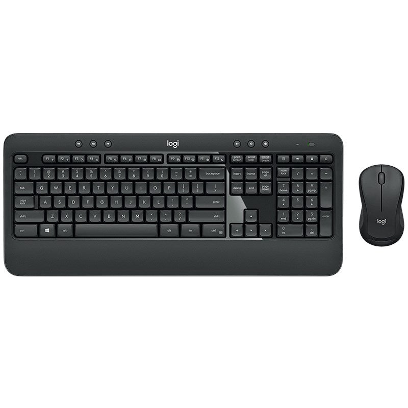 Logitech Advanced Wireless Keyboard and Mouse Combo USB Receiver 10 Metre Wireless Connection Contoured Mouse Spill Resistant