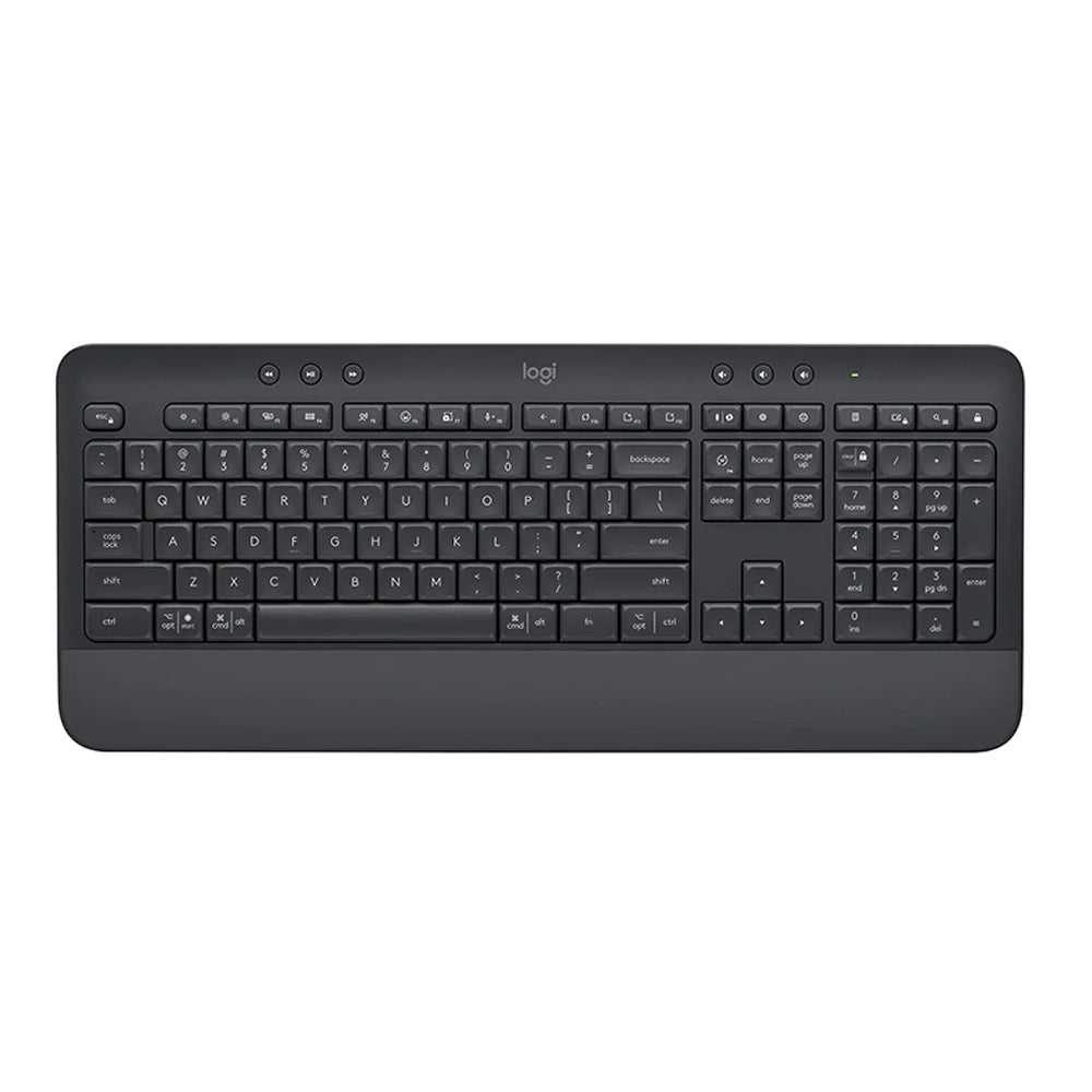 Logitech Signature Comfort Full-Size Wireless Keyboard with Wrist Rest Spill Resistant Bluetooth Logi Bolt Graphite
