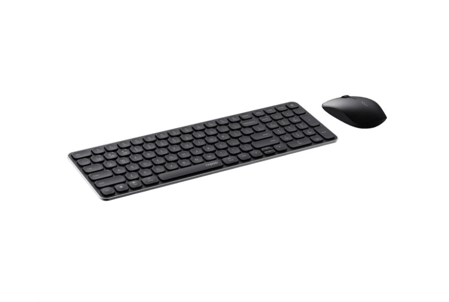 Rapoo Bluetooth 4.0 5.0 2.4G Wireless Multi Mode Keyboard Mouse Combo Aluminium Base 2400 DPI 10M Range Compact Black
