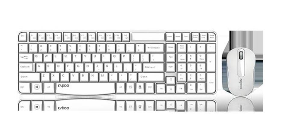 Rapoo 2.4GHz Wireless Optical Keyboard Mouse Combo 1000DPI Nano Receiver Long Battery Life Plug and Forget Black