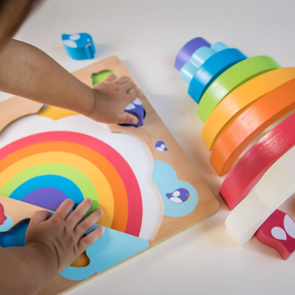 Kiddie Connect Large Sun and Rainbow Puzzle Seriation Stacking Learning Toy
