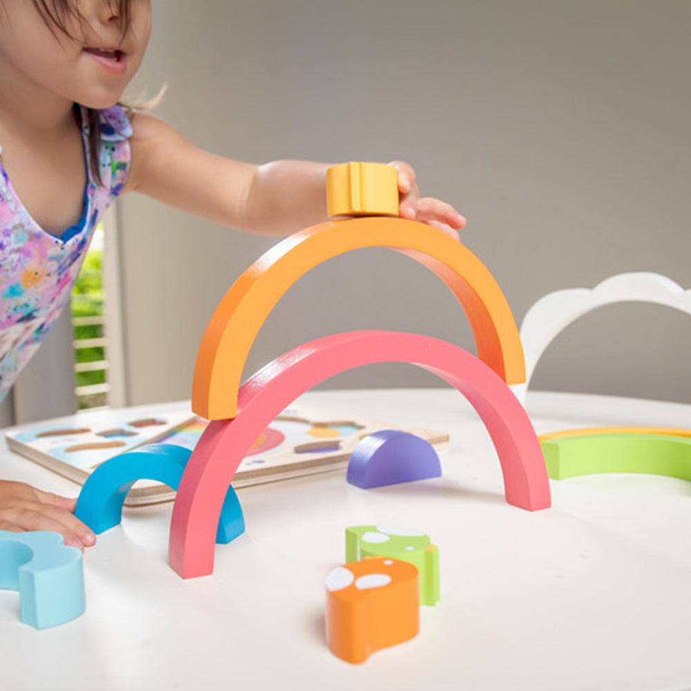 Kiddie Connect Large Sun and Rainbow Puzzle Seriation Stacking Learning Toy