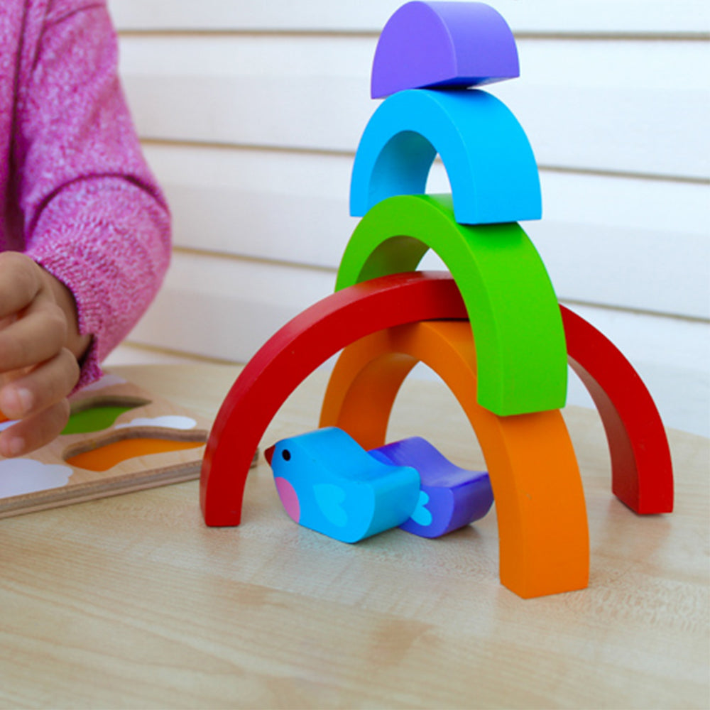 Kiddie Connect Bird And Rainbow Puzzle Wooden Seriation Learning Toy 18 Months+