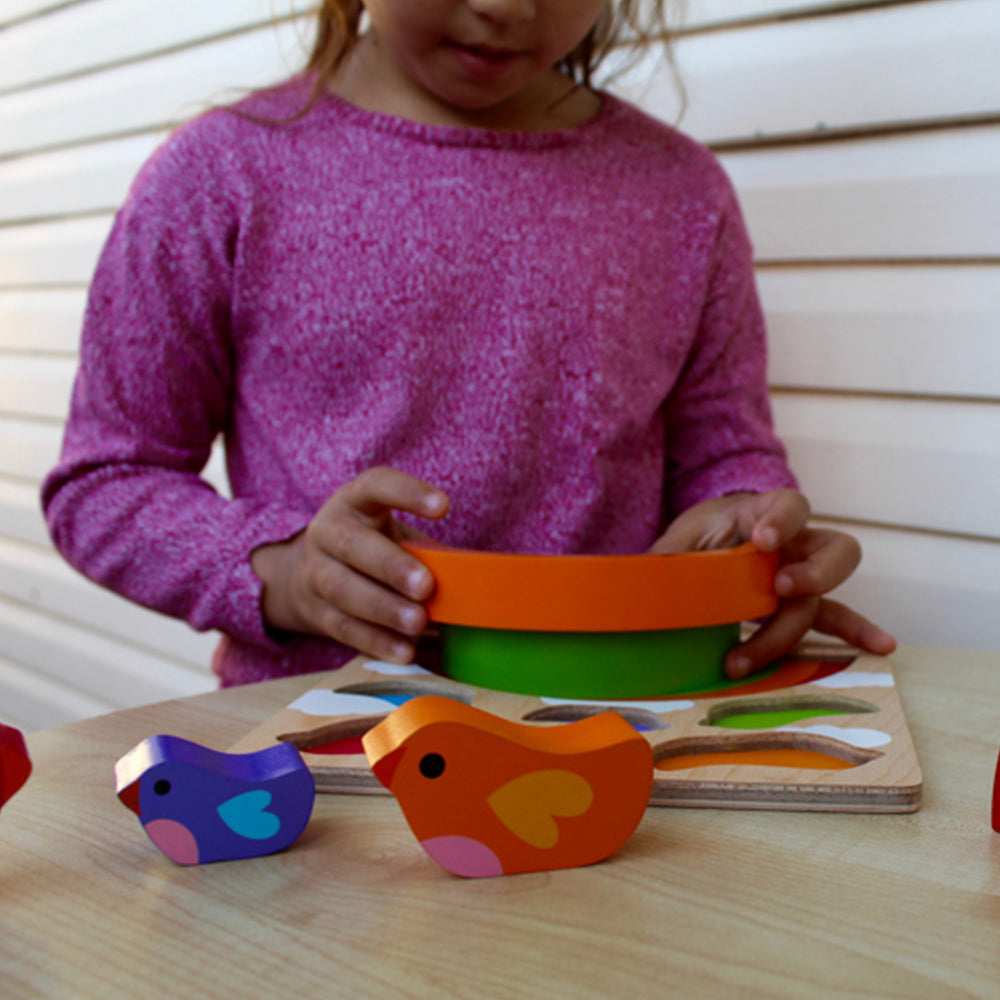 Kiddie Connect Bird And Rainbow Puzzle Wooden Seriation Learning Toy 18 Months+