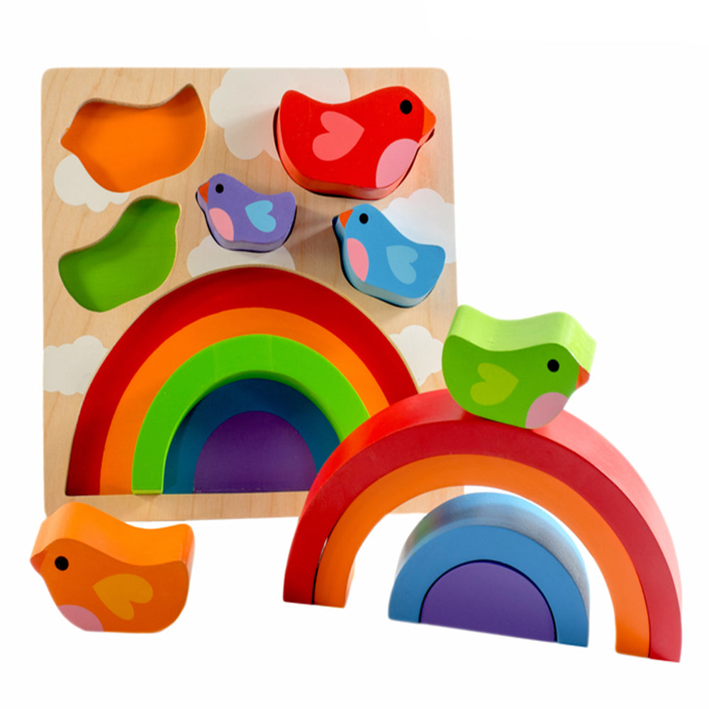 Kiddie Connect Bird And Rainbow Puzzle Wooden Seriation Learning Toy 18 Months+