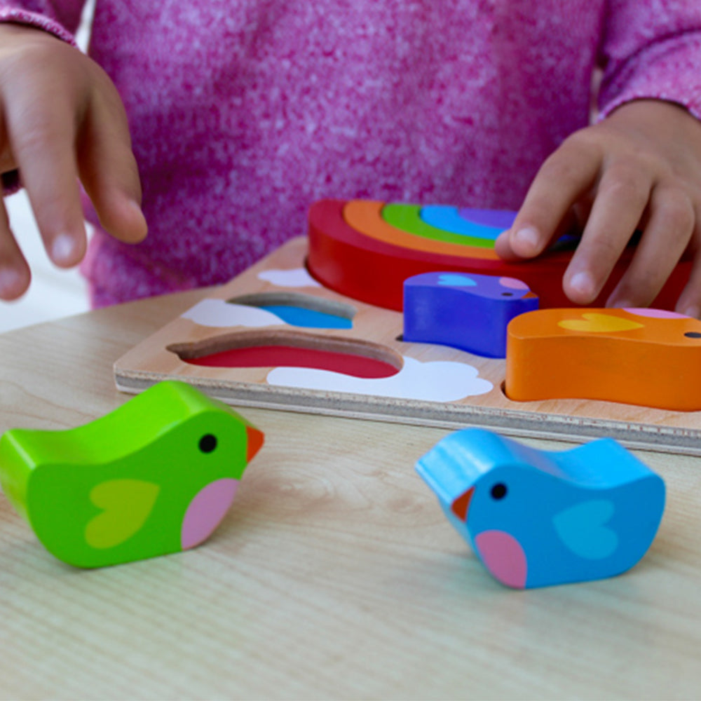 Kiddie Connect Bird And Rainbow Puzzle Wooden Seriation Learning Toy 18 Months+