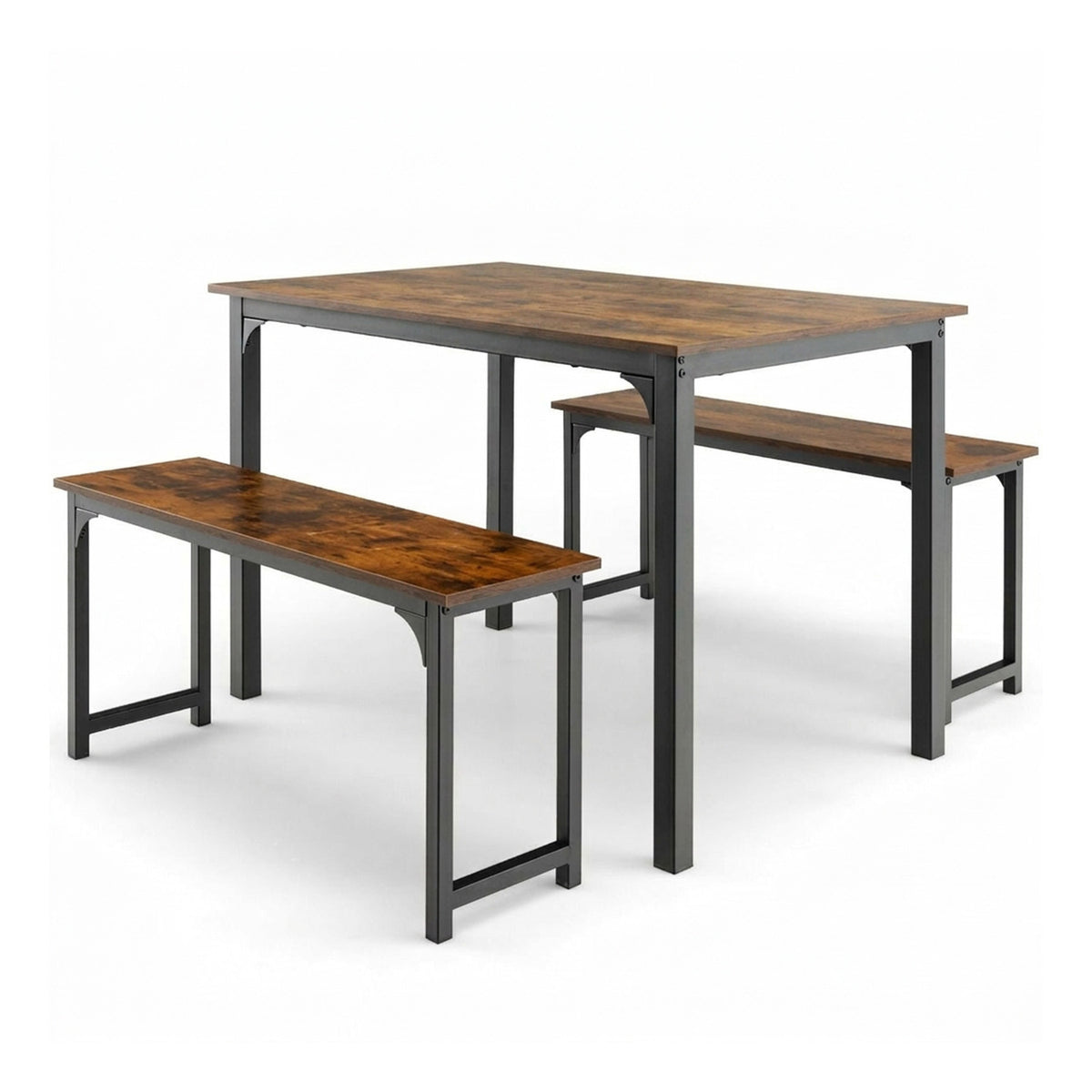 Space Saving Dining Table Set for 4 with 2 Benches Kitchen Furniture