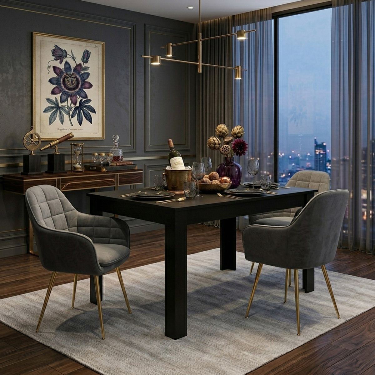 160cm Modern Dining Table with Sturdy L Shaped Legs Furniture Home