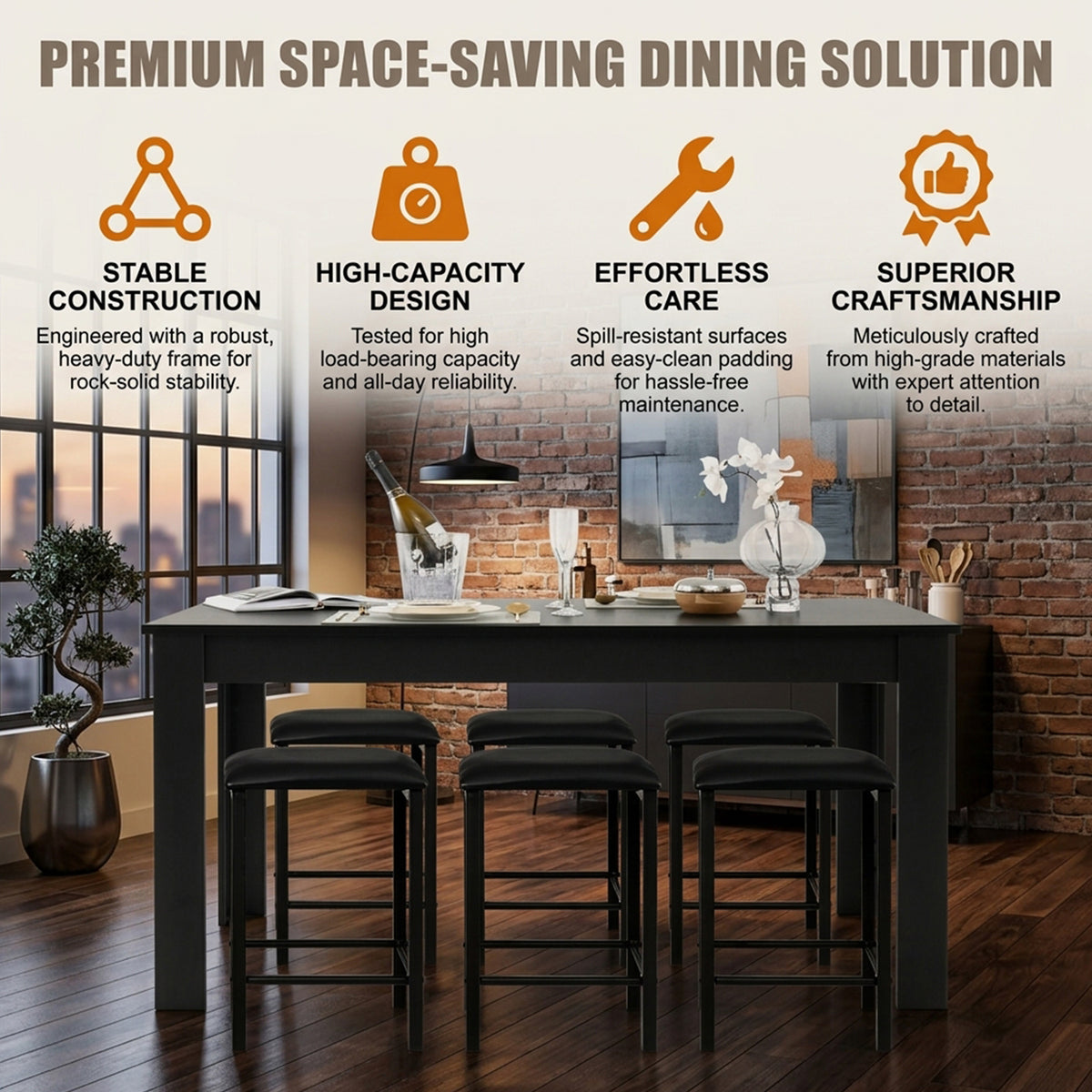 160cm Modern Dining Table with Sturdy L Shaped Legs Furniture Home