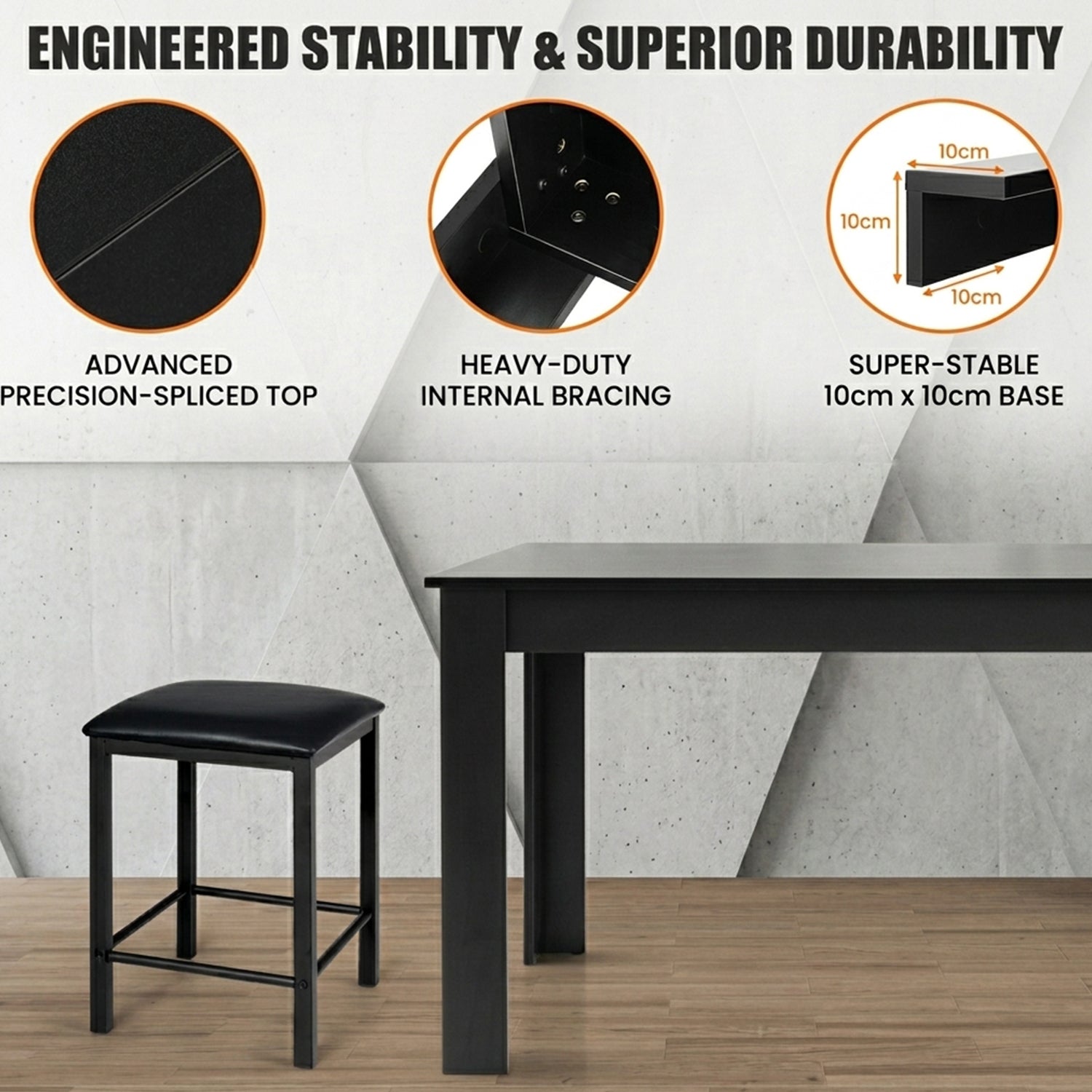 160cm Modern Dining Table with Sturdy L Shaped Legs Furniture Home