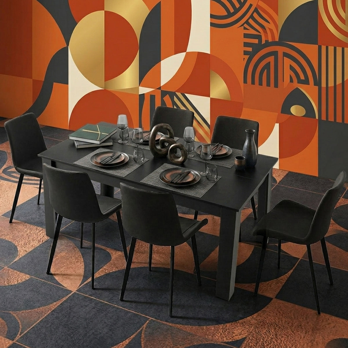 160cm Modern Dining Table with Sturdy L Shaped Legs Furniture Home