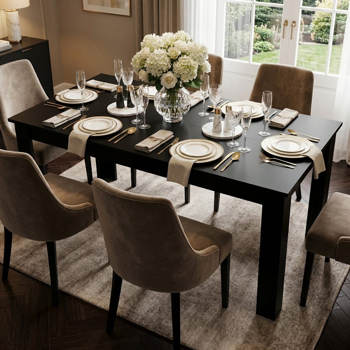 160cm Modern Dining Table with Sturdy L Shaped Legs Furniture Home