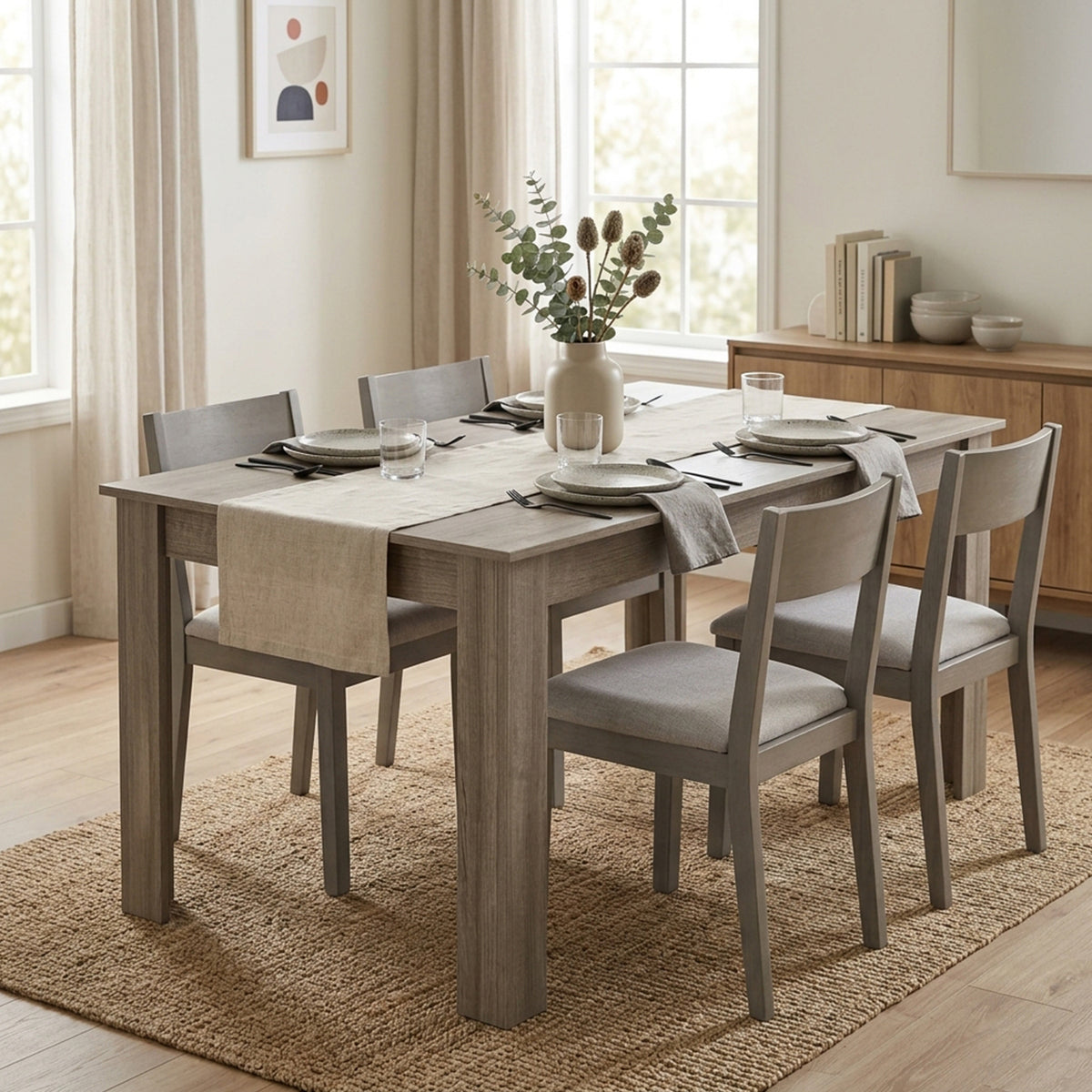 160cm Modern Dining Table with Sturdy L Shaped Legs Furniture Home