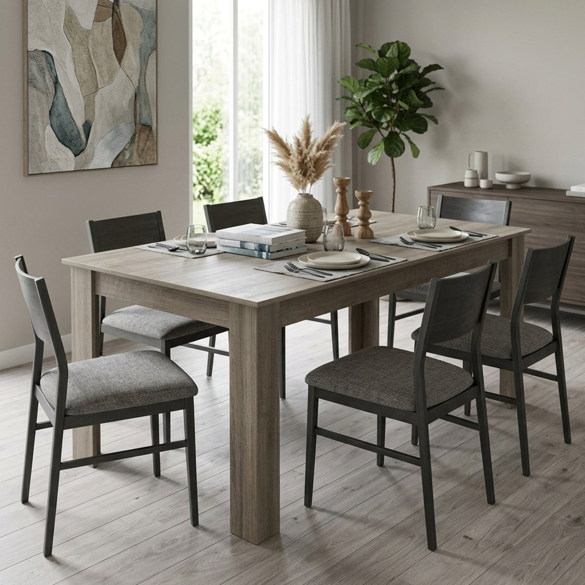 160cm Modern Dining Table with Sturdy L Shaped Legs Furniture Home