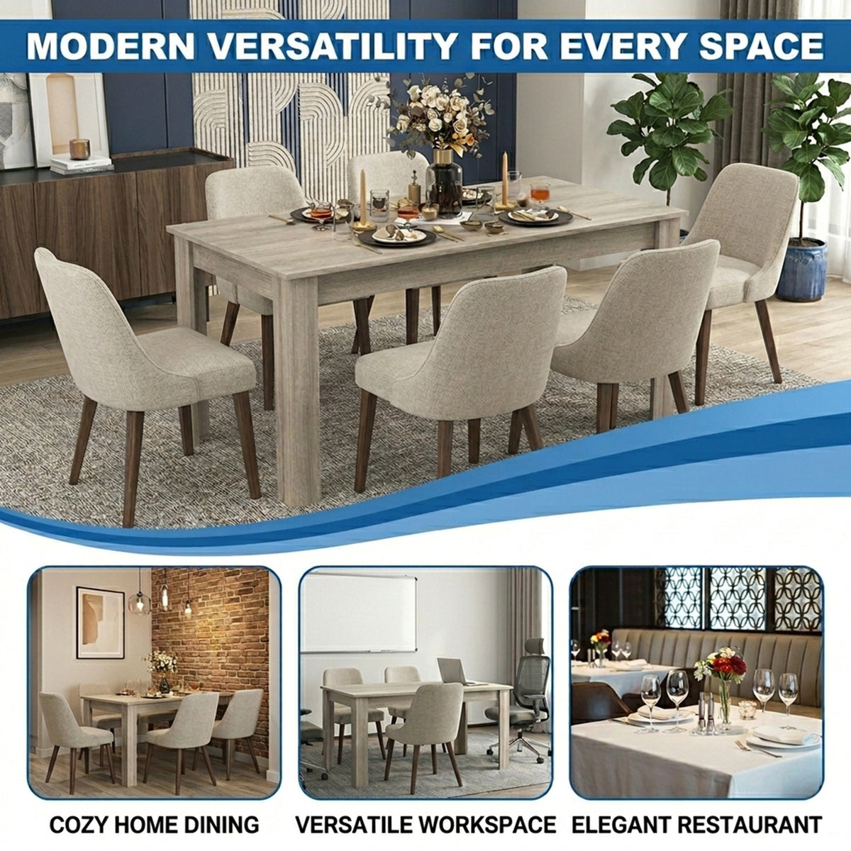 160cm Modern Dining Table with Sturdy L Shaped Legs Furniture Home
