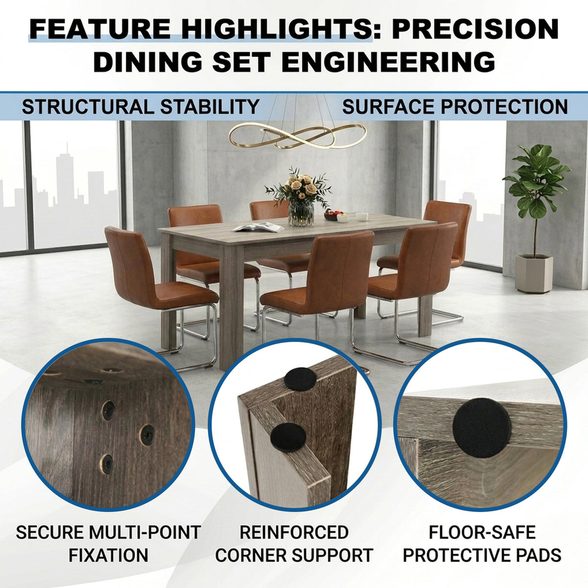 160cm Modern Dining Table with Sturdy L Shaped Legs Furniture Home