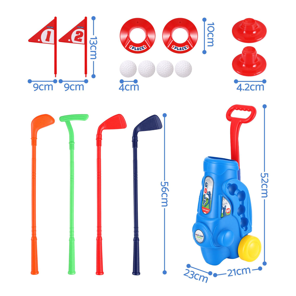 Keezi Kids Golf Set Toddler Club Set Pull Cart Indoor Outdoor Backyard Mini Toy