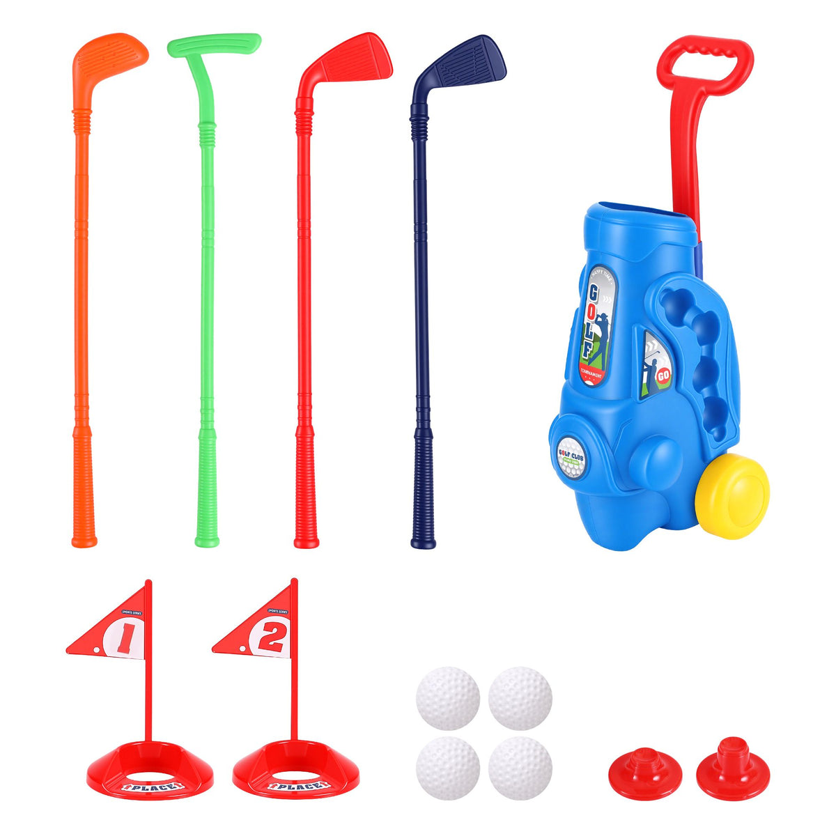 Keezi Kids Golf Set Toddler Club Set Pull Cart Indoor Outdoor Backyard Mini Toy