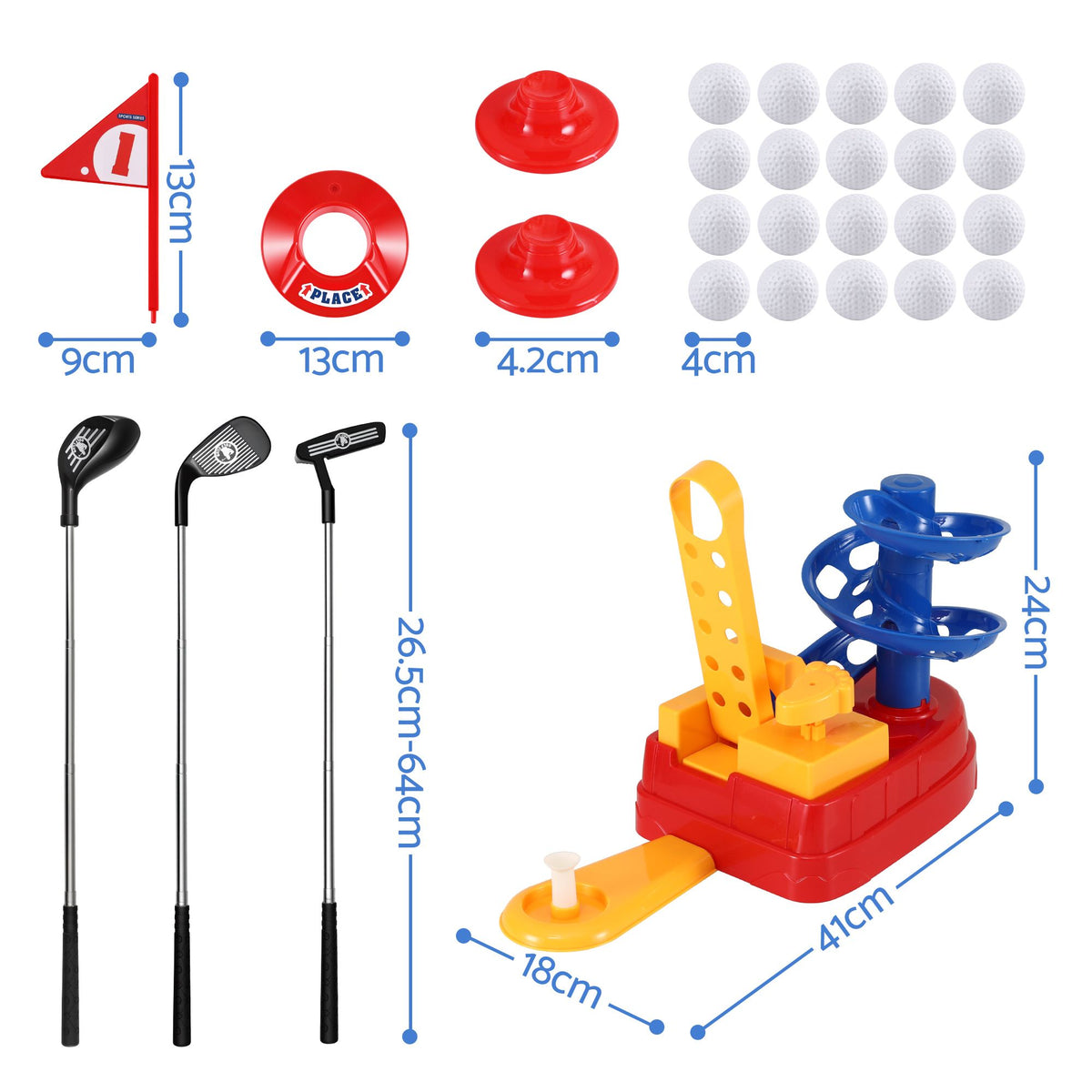 Keezi Kids Golf Toy Set with 20 Balls and 3 Adjustable Clubs