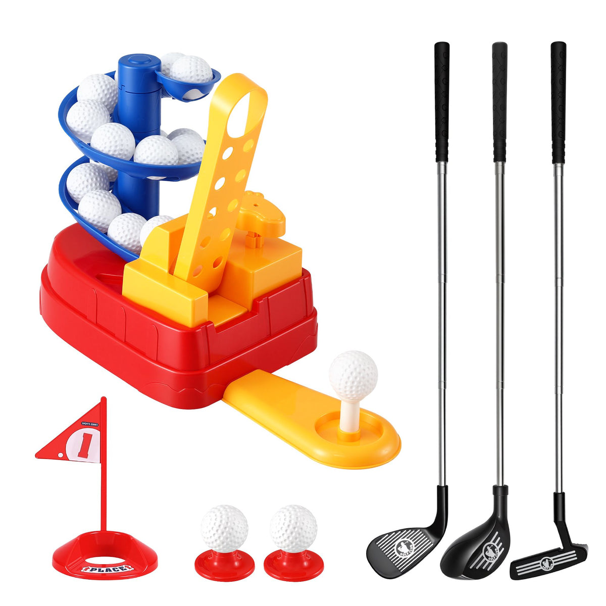 Keezi Kids Golf Toy Set with 20 Balls and 3 Adjustable Clubs