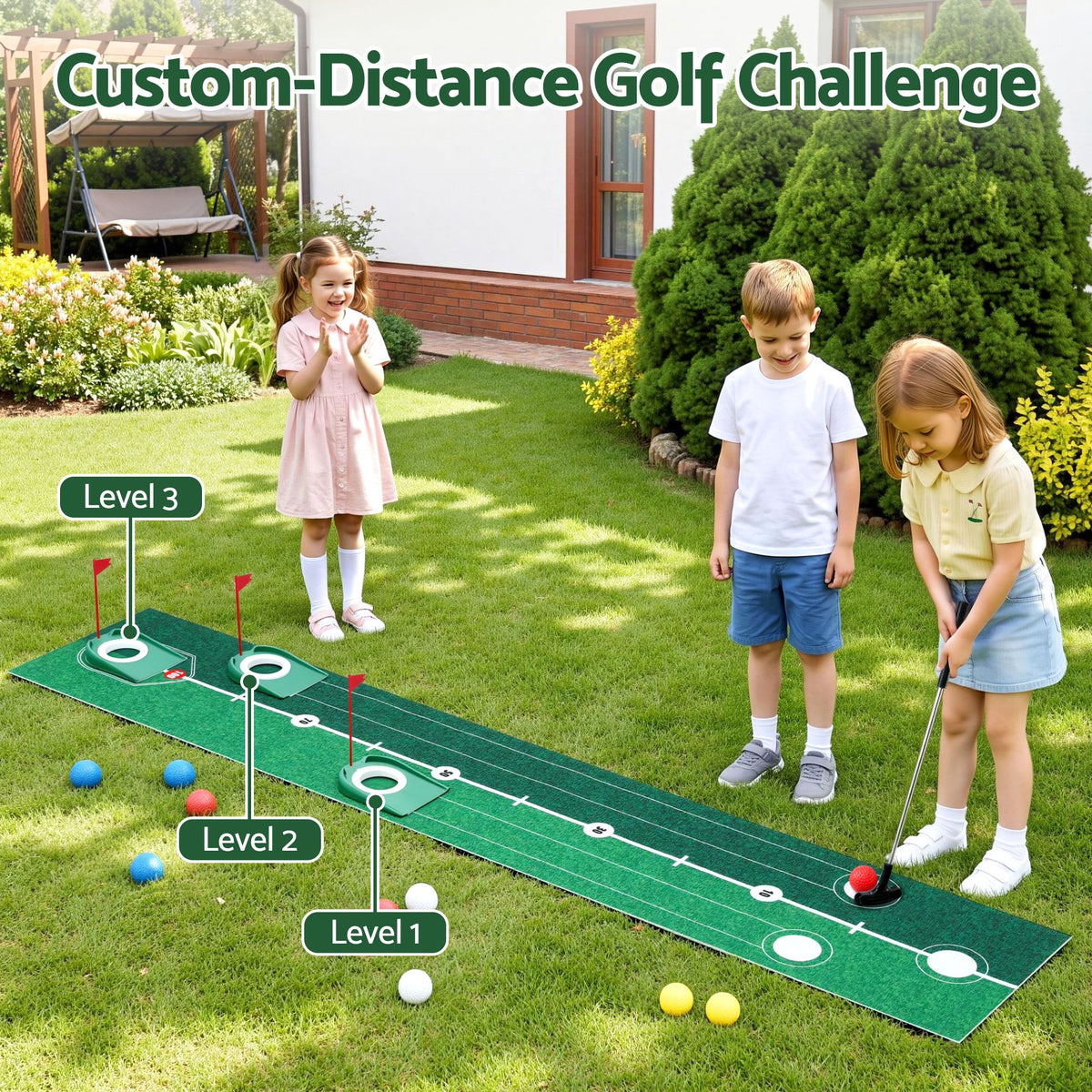 Keezi Kids Golf Putting Game Set with Golf Club for Ages 3-8