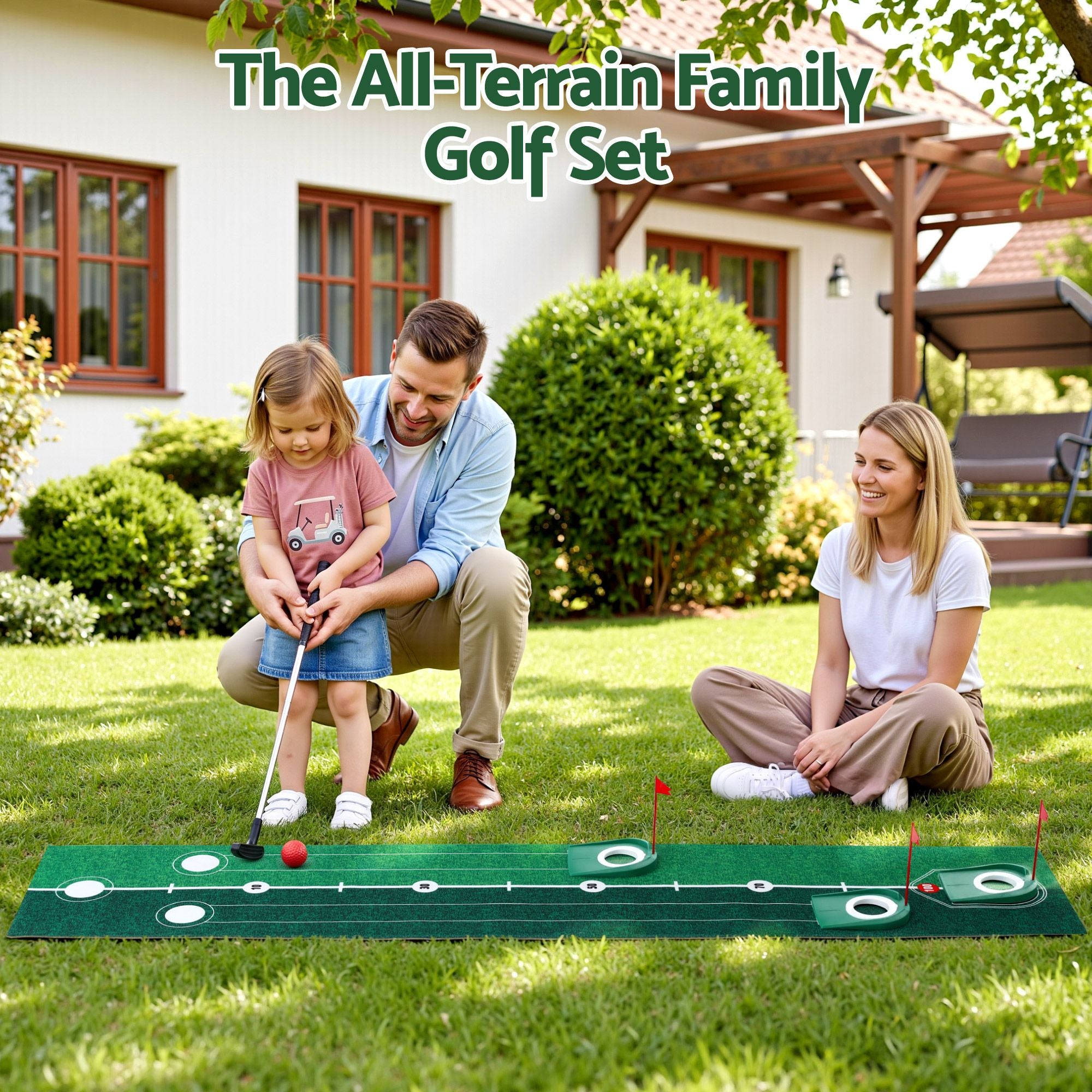 Keezi Kids Golf Putting Game Set with Golf Club for Ages 3-8