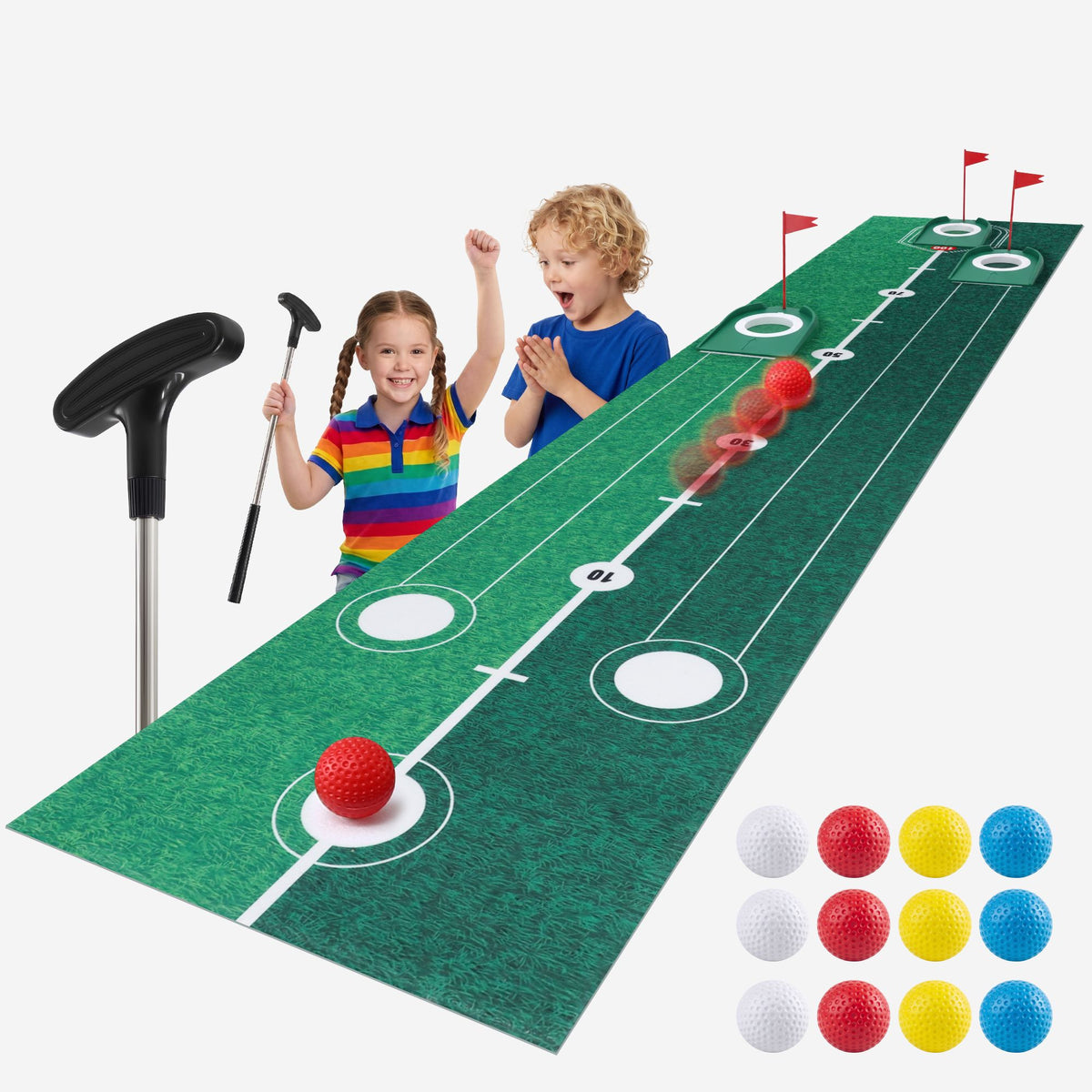 Keezi Kids Golf Putting Game Set with Golf Club for Ages 3-8