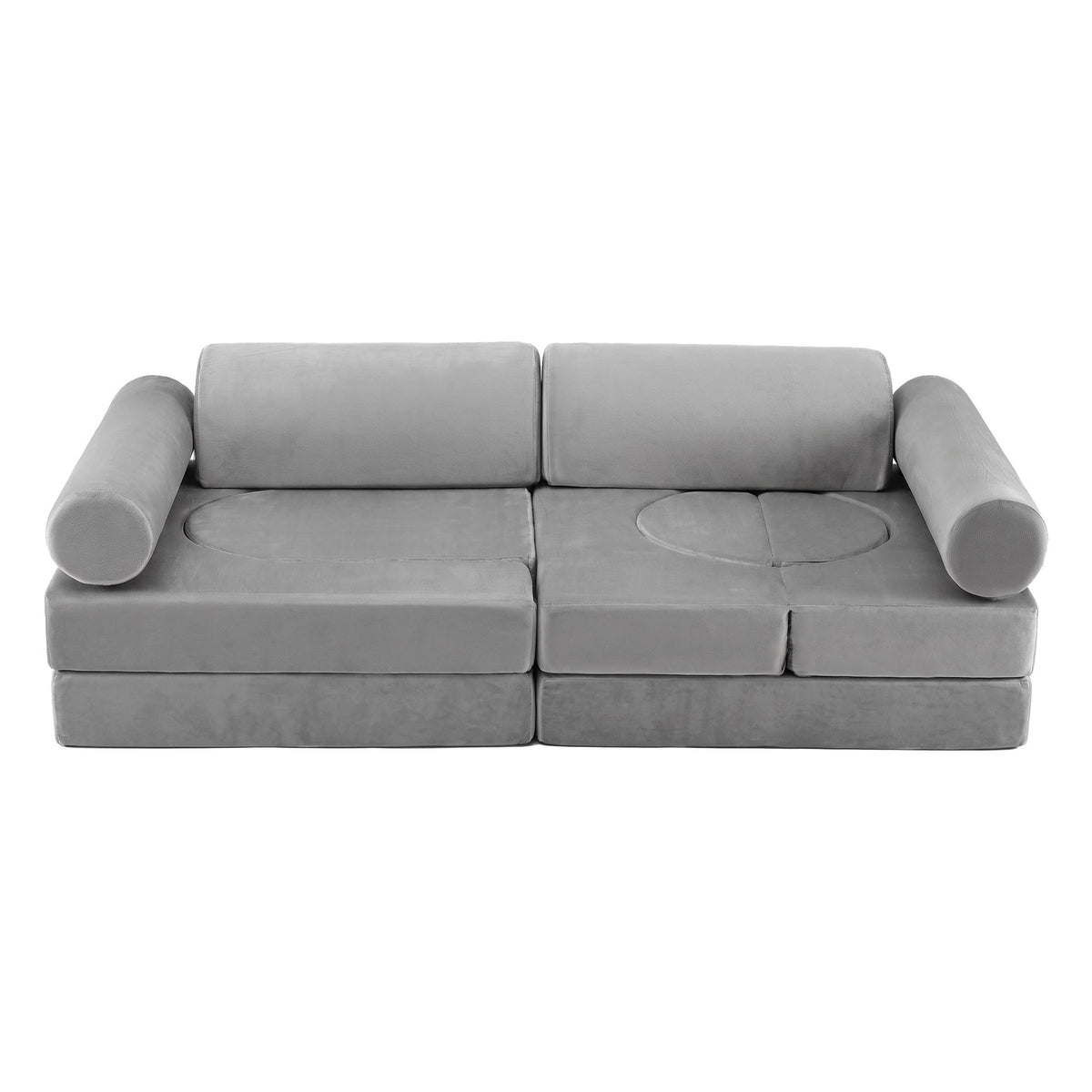 Keezi 12PCS Modular Kids Play Couch Foam Sofa Washable Cover Grey Playroom