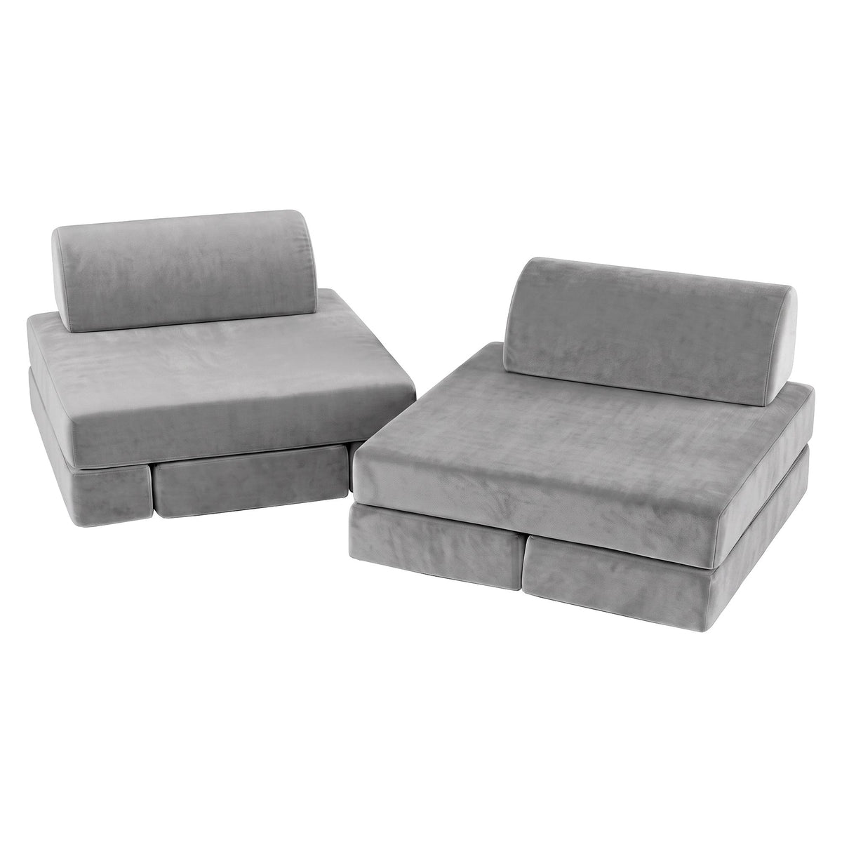 Keezi 12PCS Modular Kids Play Couch Foam Sofa Washable Cover Grey Playroom